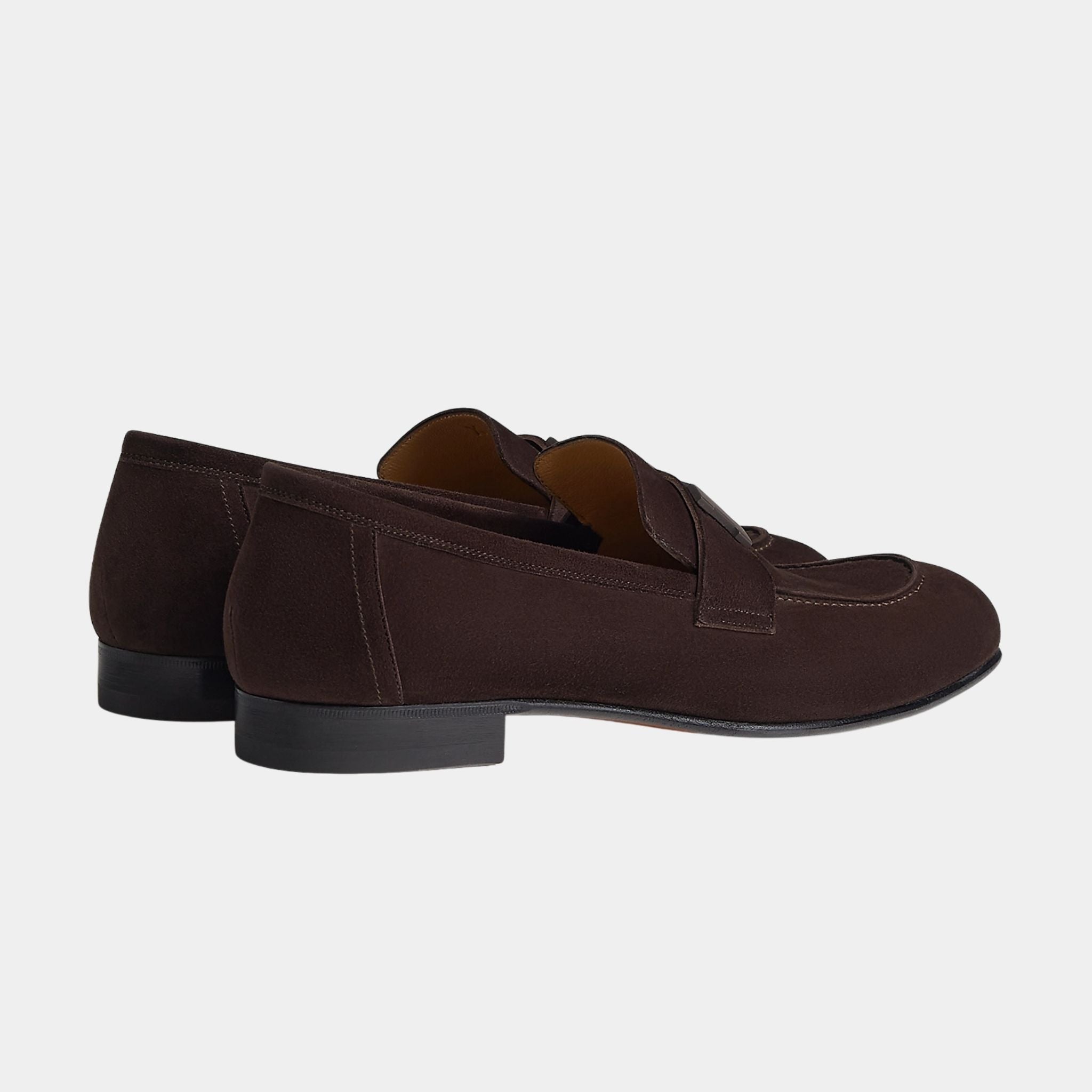Hermes Paris Loafer in Suede Goatskin Men, Marron Ebene, Back