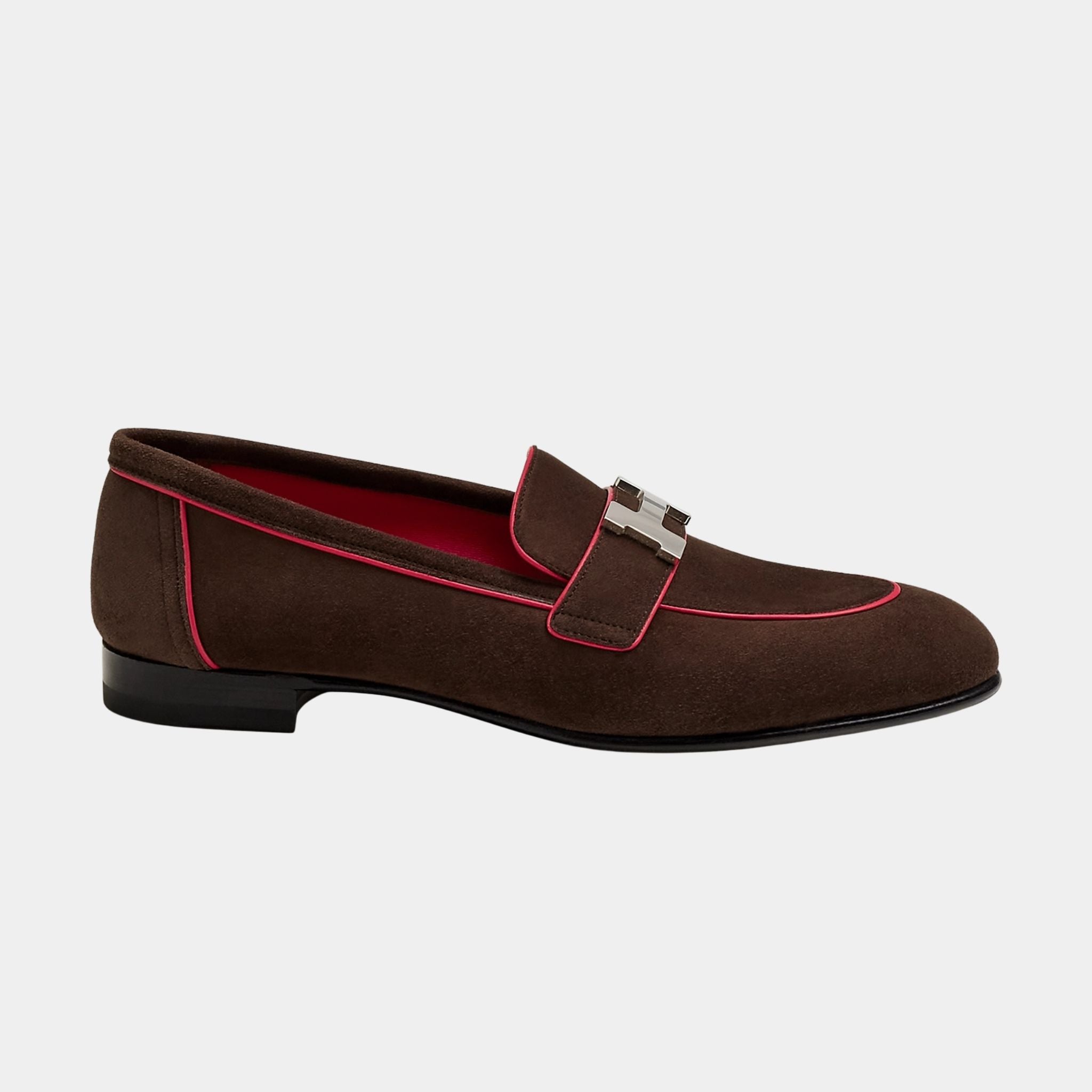 Hermes Paris Loafer in Suede Goatskin and Nappa Leather Piping Side, Side