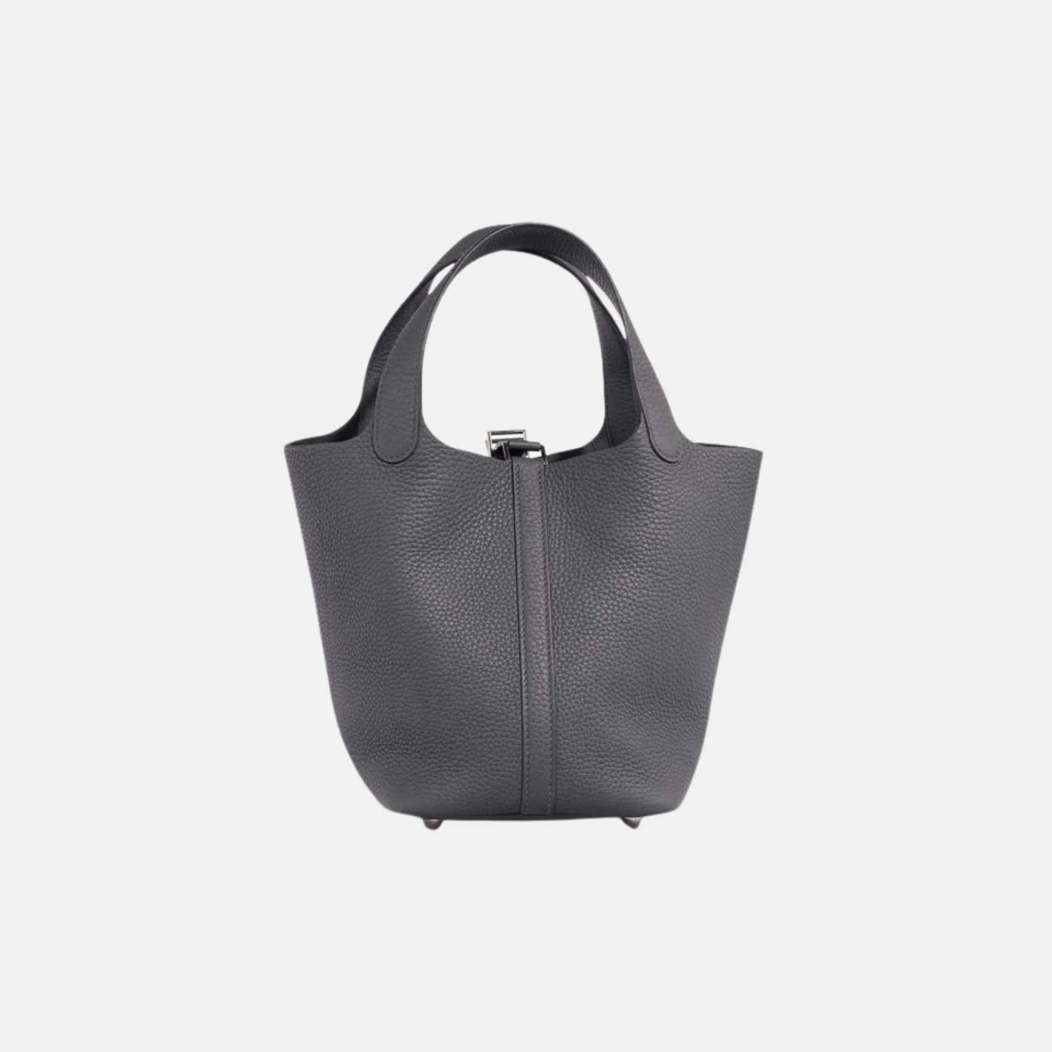 Hermes Picotin 18 Clemence Gris Misty PHW, Back