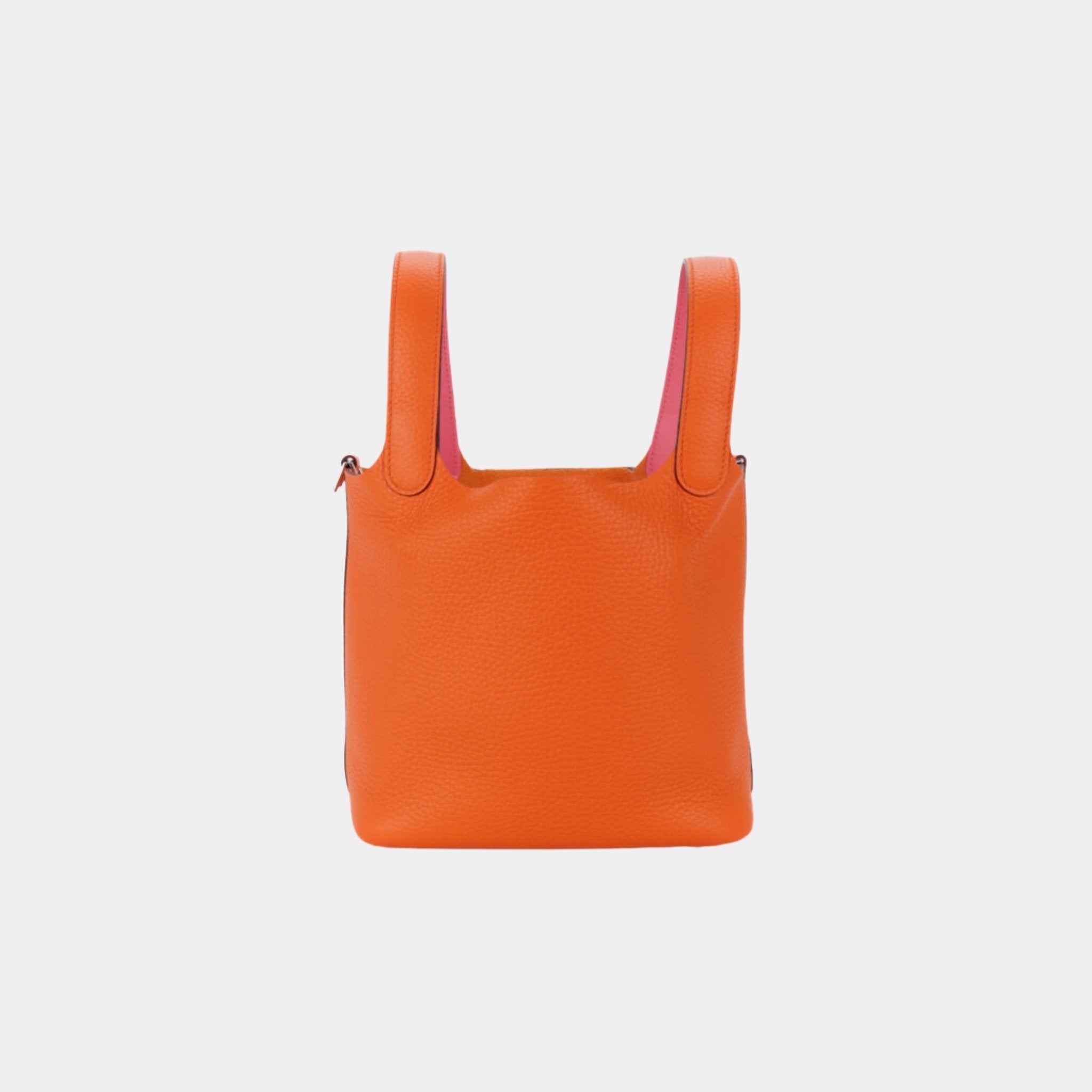 Hermes Picotin 18 Orange Minium Clemence And Rose Azalee Swift PHW, Front