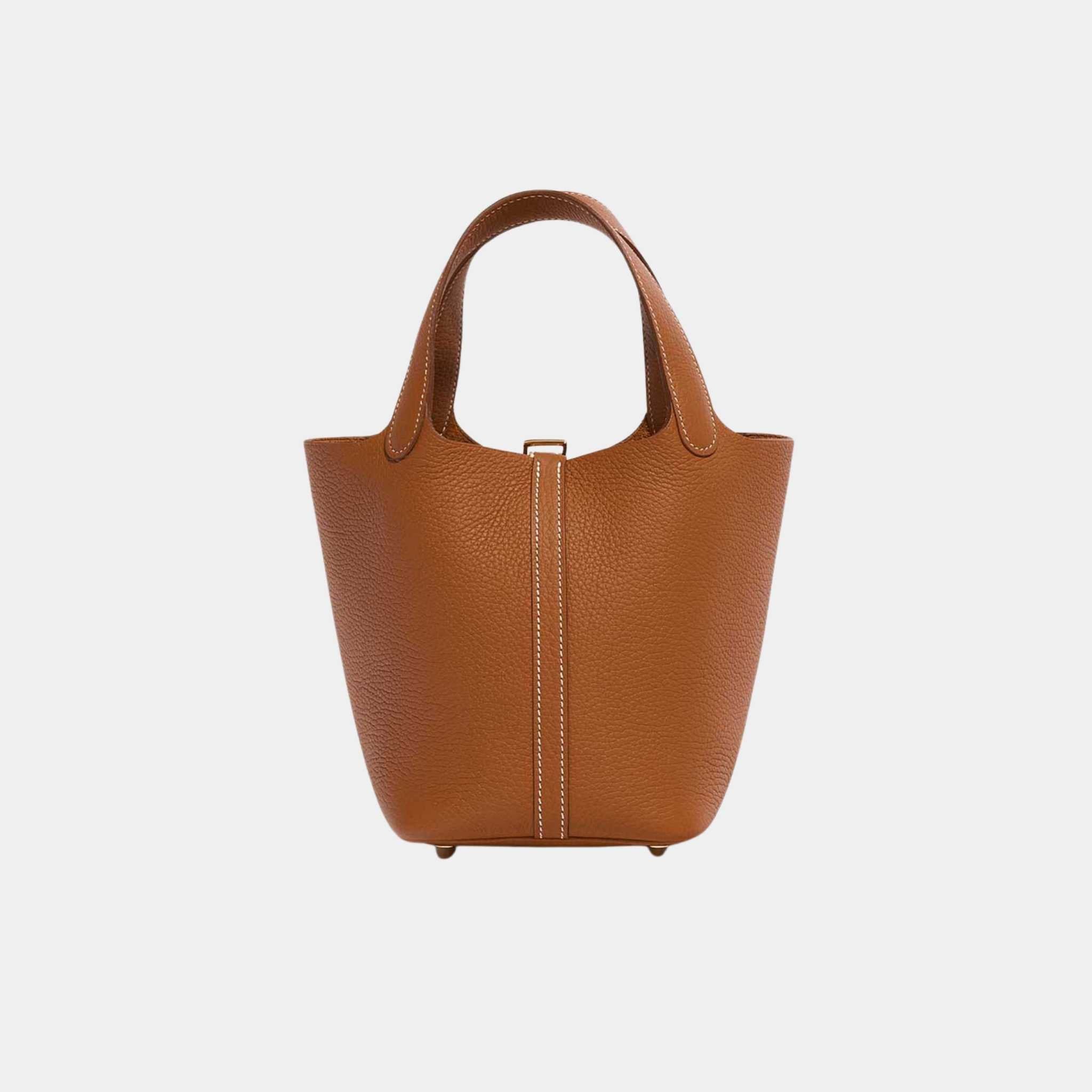 Hermes Picotin 18 Taurillon Clemence Gold GHW, Back