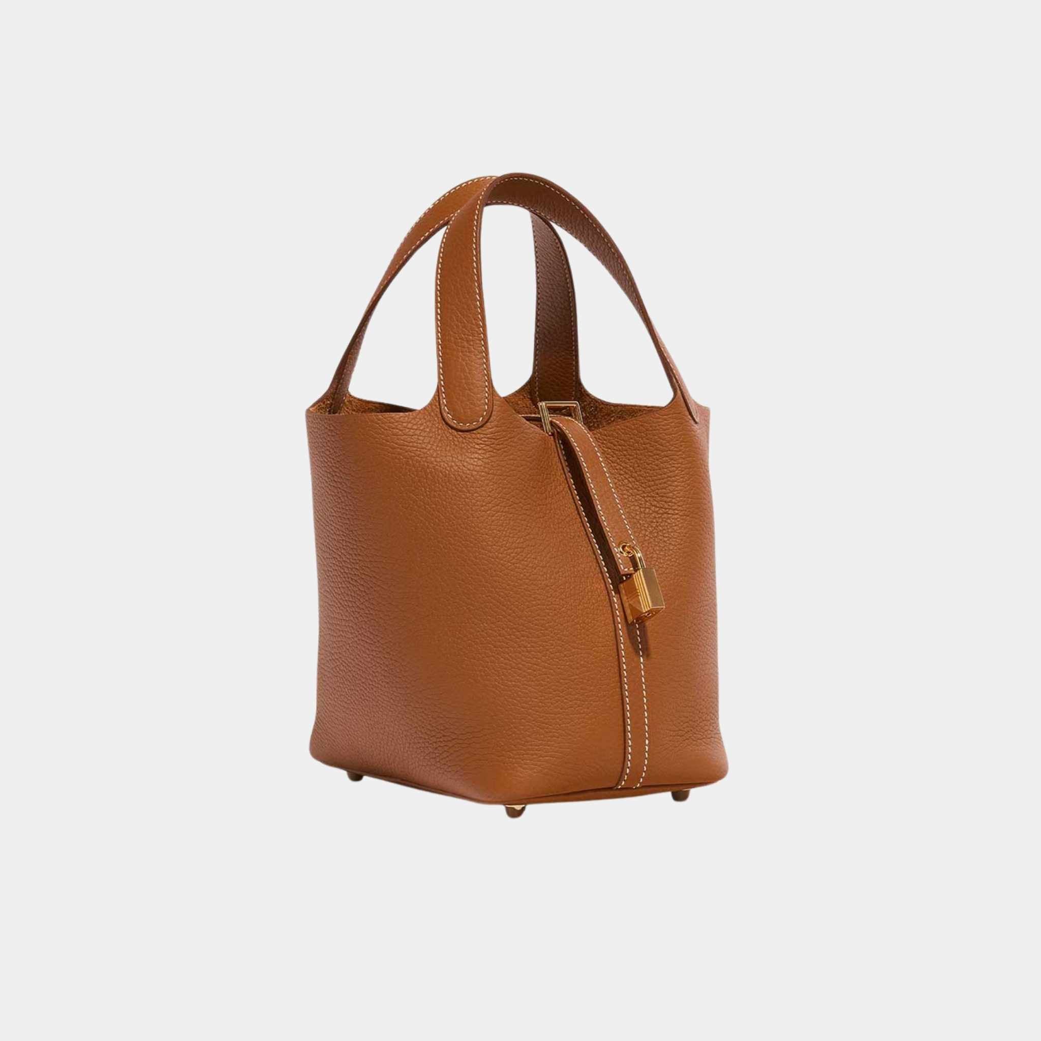 Hermes Picotin 18 Taurillon Clemence Gold GHW, Side