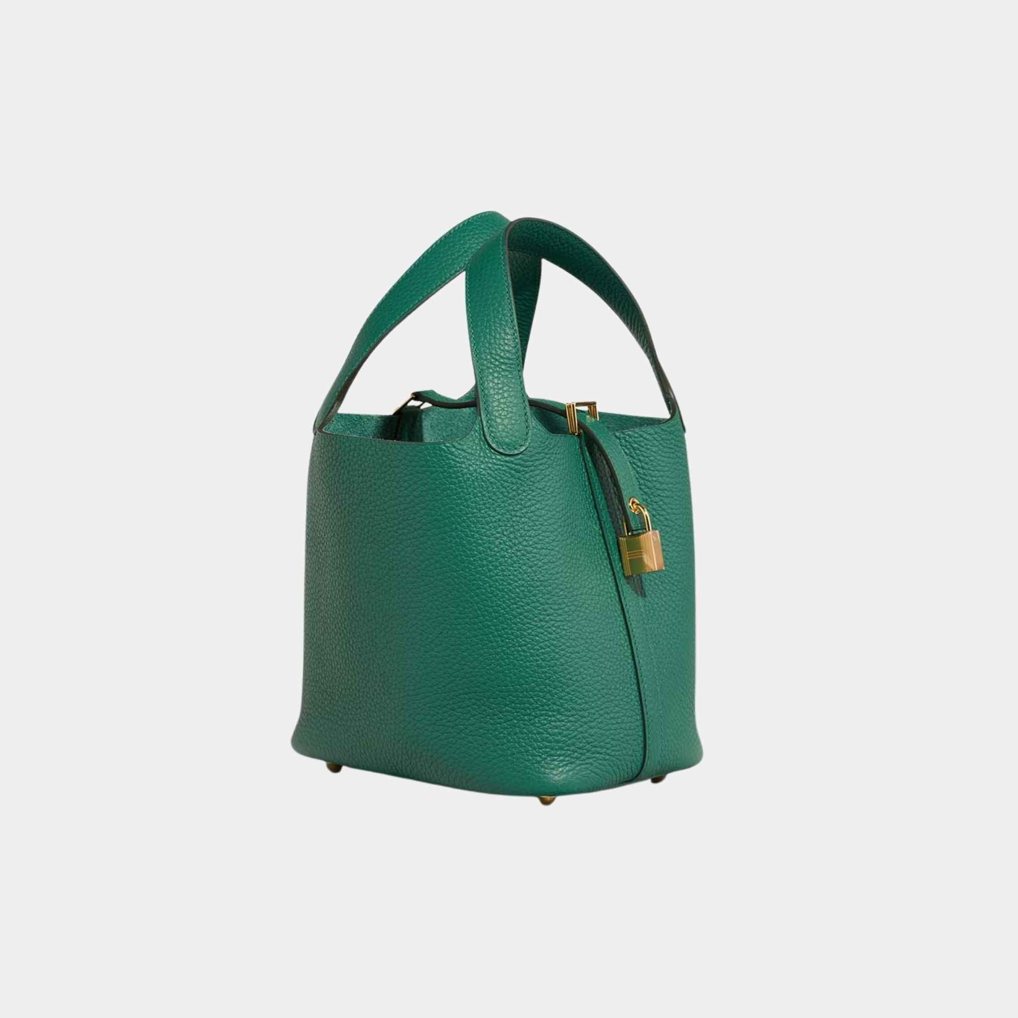 Hermes Picotin 18 Taurillon Clemence Vert Vertigo GHW, Side