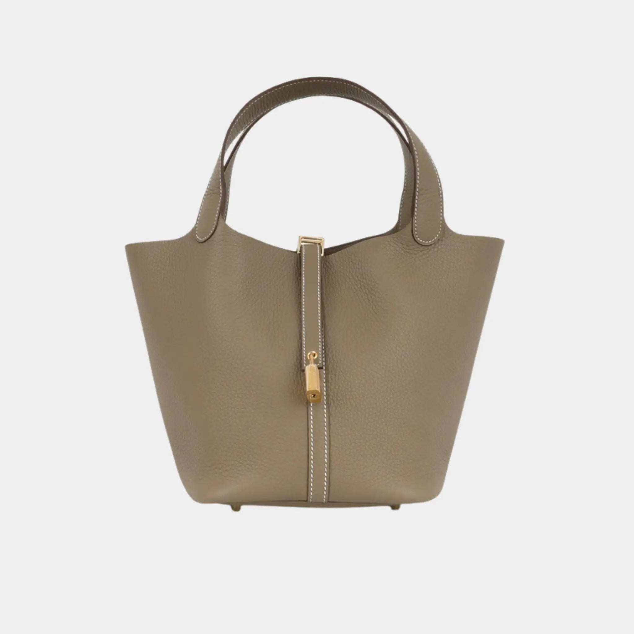 Hermes Picotin 22 Taurillon Clemence Etoupe GHW, Front