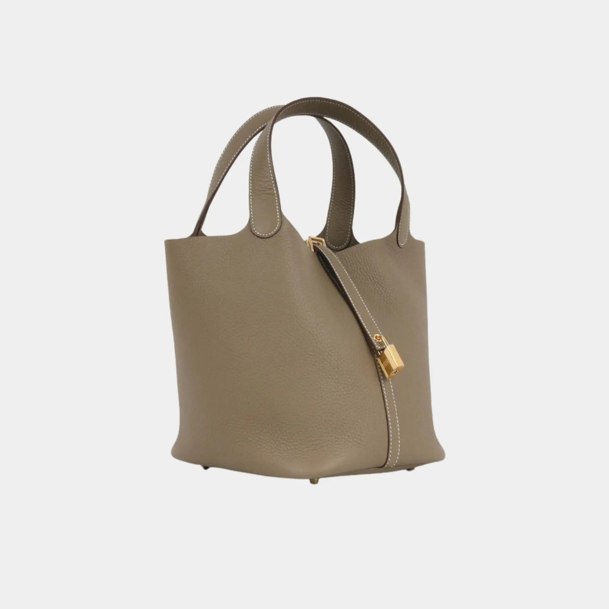Hermes Picotin 22 Taurillon Clemence Etoupe GHW, Side