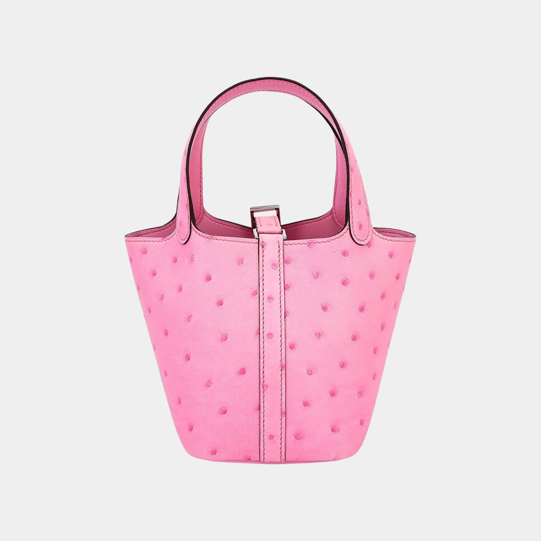 Hermes Picotin Micro 14 Ostrich Rose Bubblegum PHW, Back