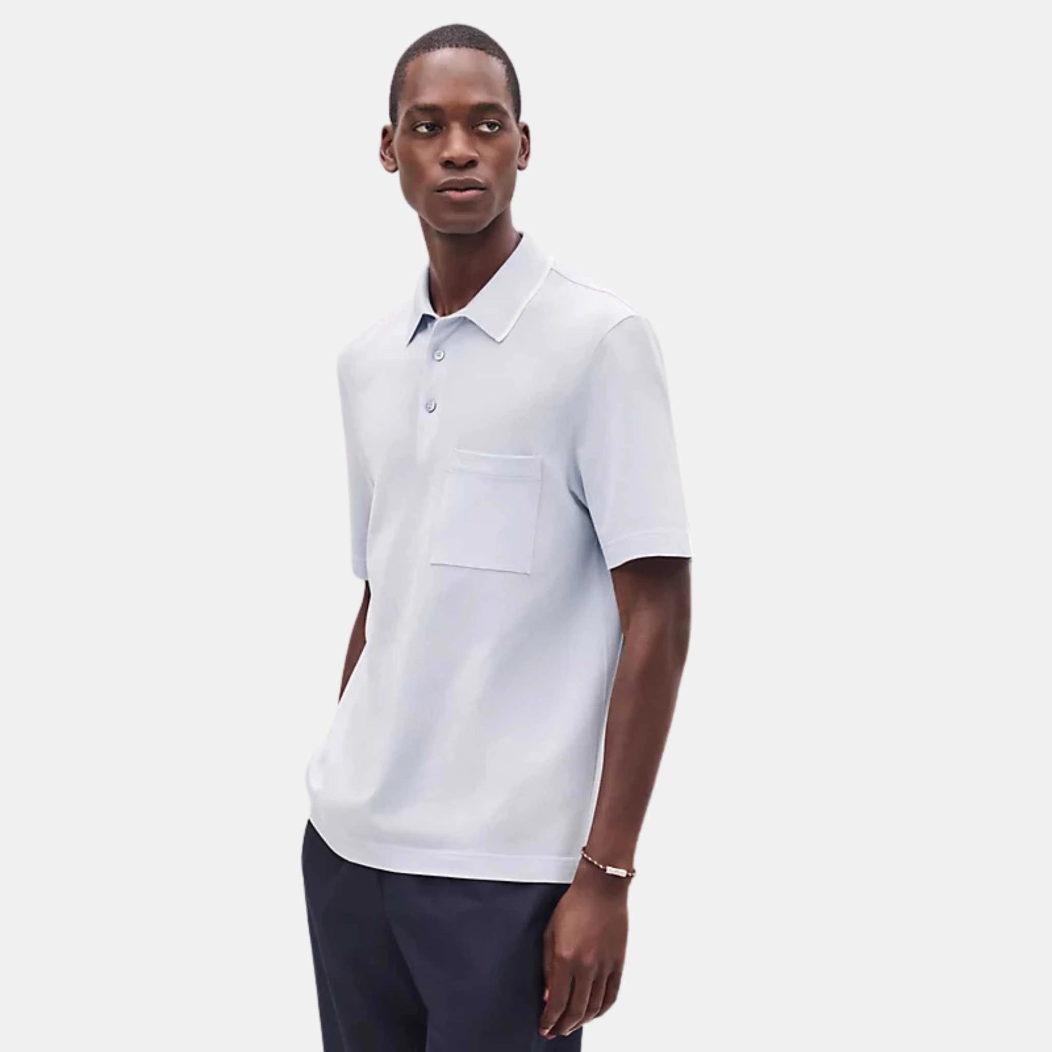 Hermes Piqures Sellier Polo Shirt Glacier, Front, Model