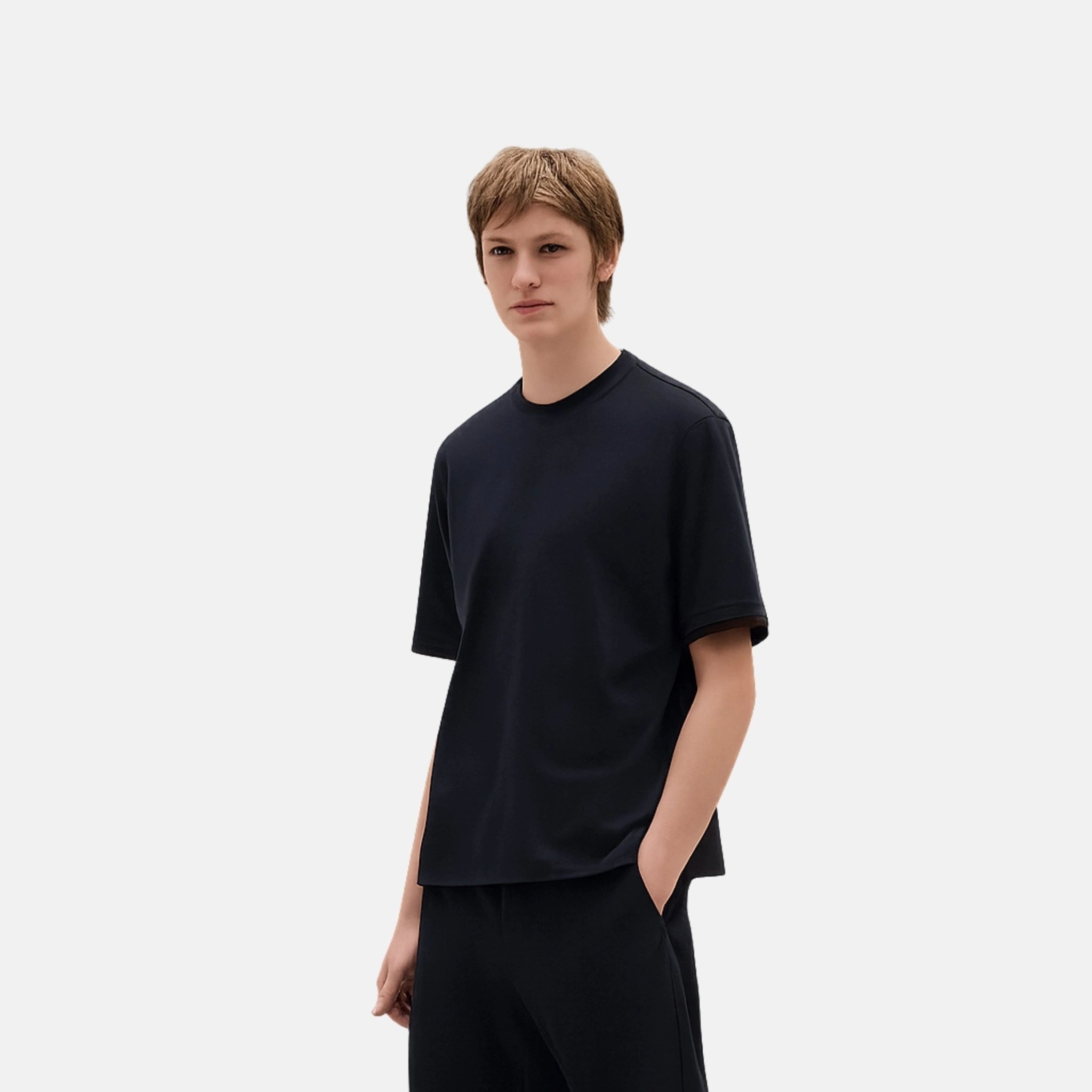 Hermes Piqures Sellier T-Shirt, Marine, Front