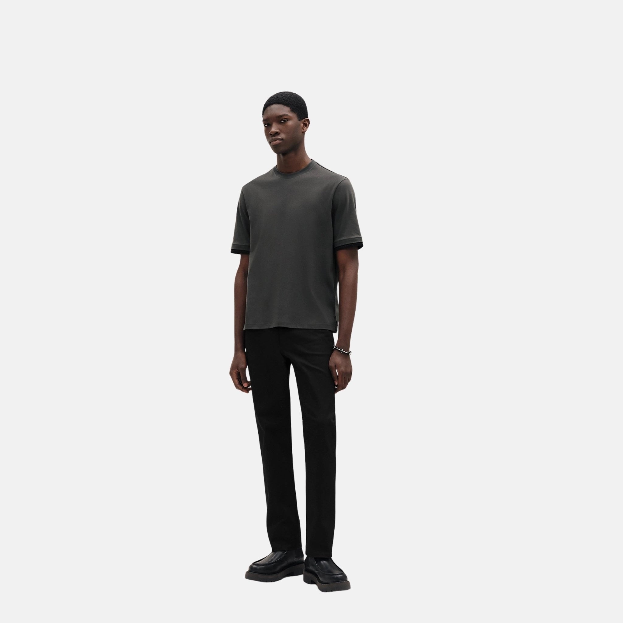 Hermes Piqures Sellier T-Shirt, Vert Chrome, Front