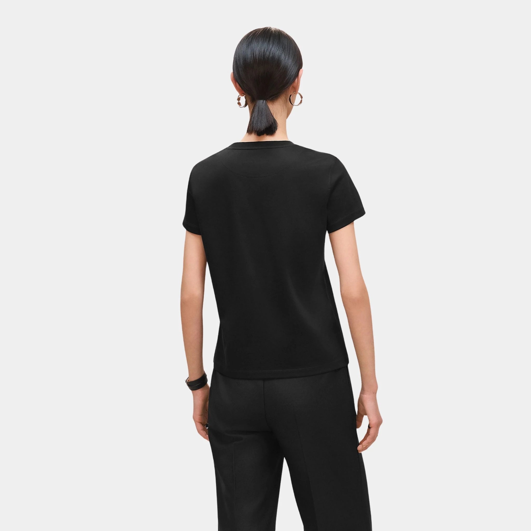 Hermes Printed Straight T-shirt in Plain Jersey, Noir, Back