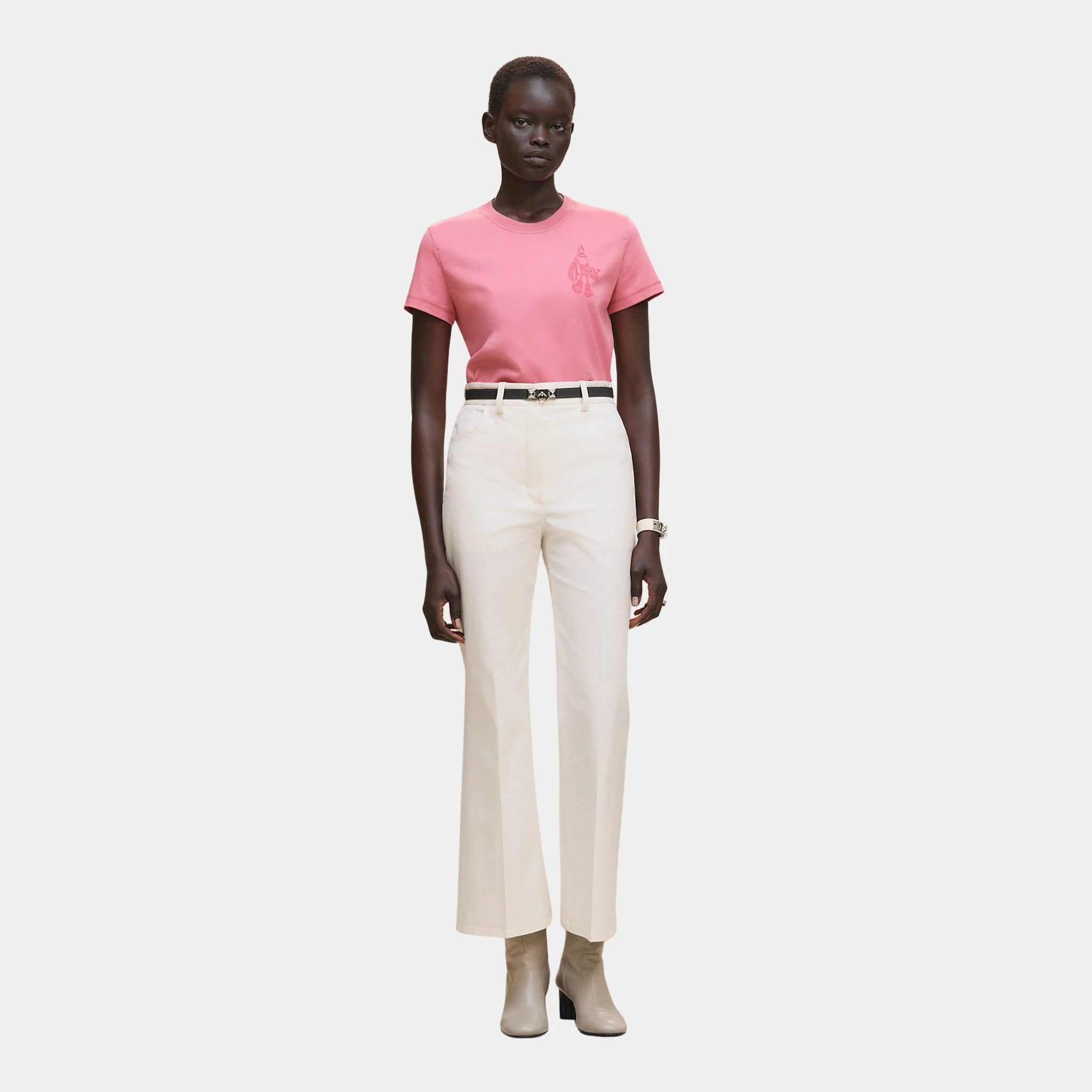 Printed Straight T-shirt in Plain Jersey