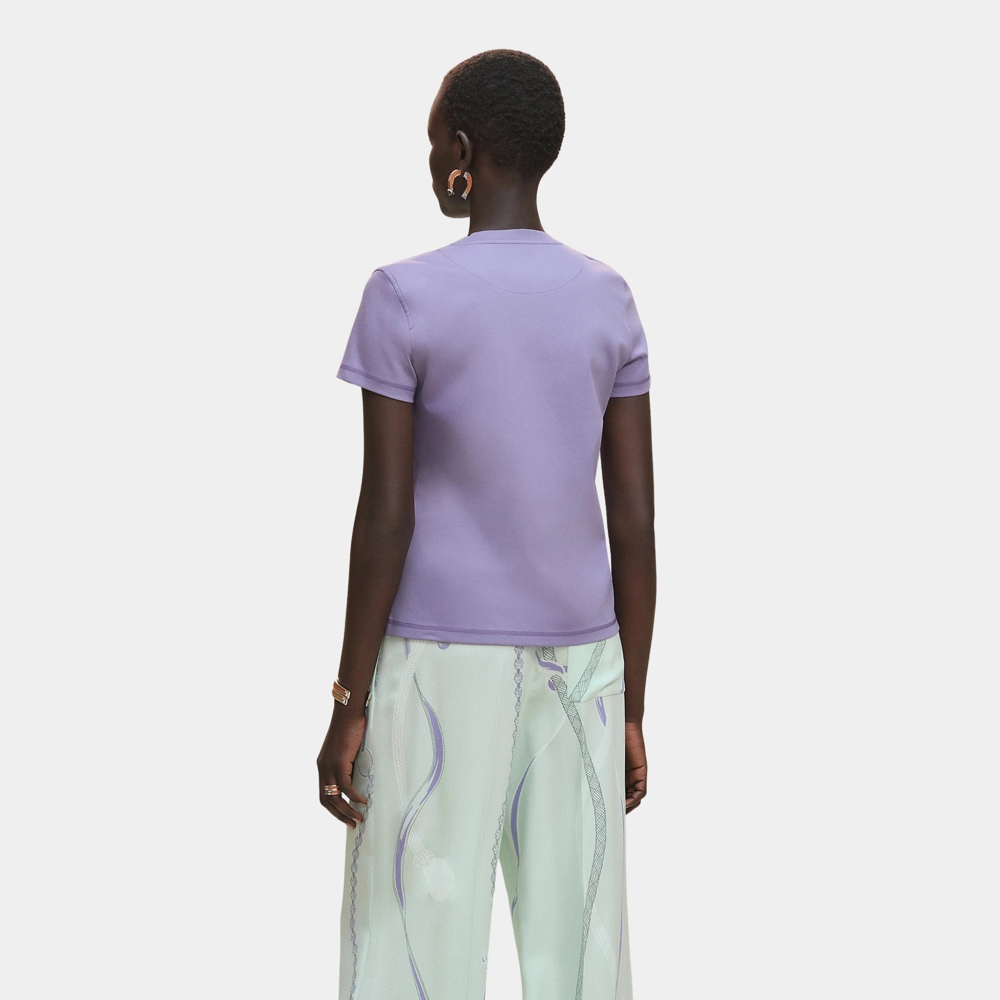 Printed Straight T-shirt in Plain Jersey
