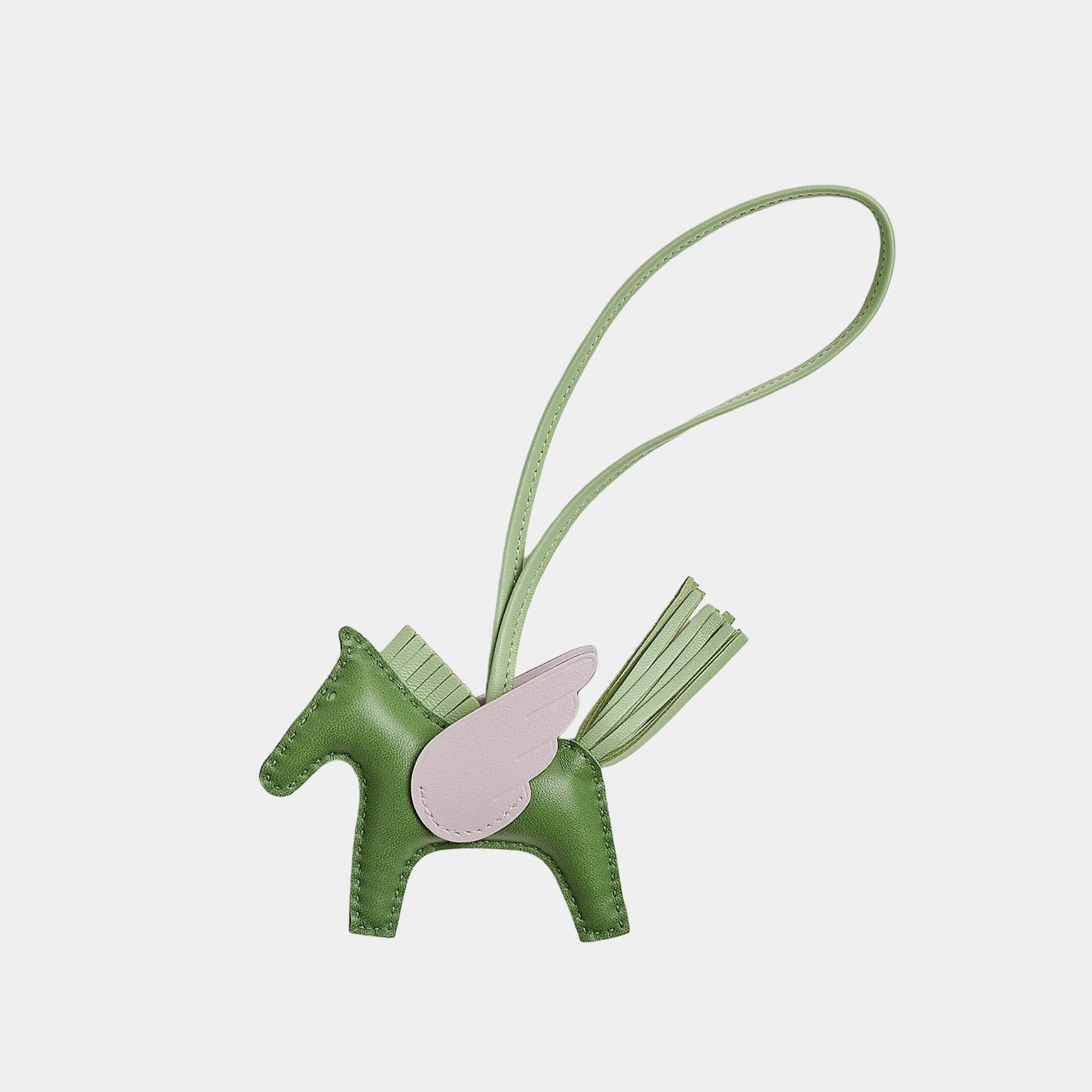 Hermes Rodeo Pegasus PM Charm, Vert Yucca, Vert Criquet, Mauve Pale