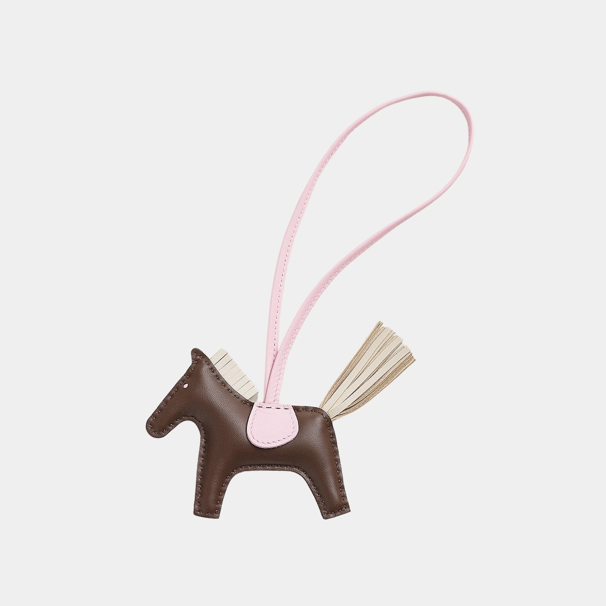 Hermes Rodeo PM Charm, Chocolat, Craie, Rose Darling