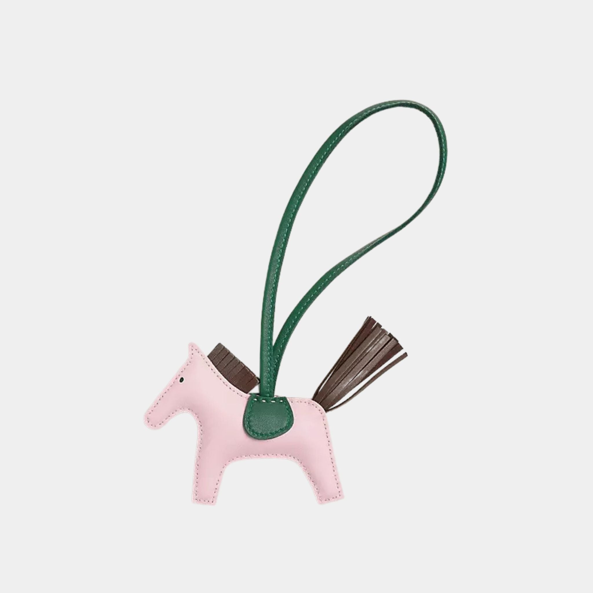 Hermes Rodeo PM Charm, Rose Darling, Chocolat, Vert Moyen