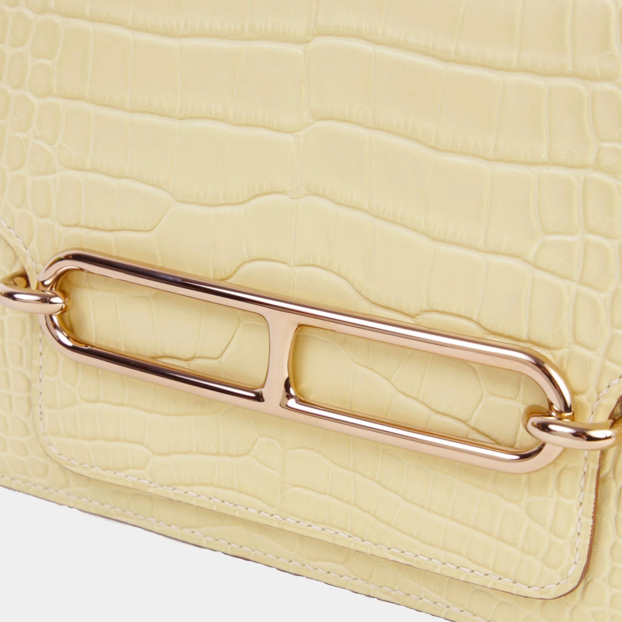 Hermes Roulis Mini Matte Alligator Vanille PBHW, Closeup