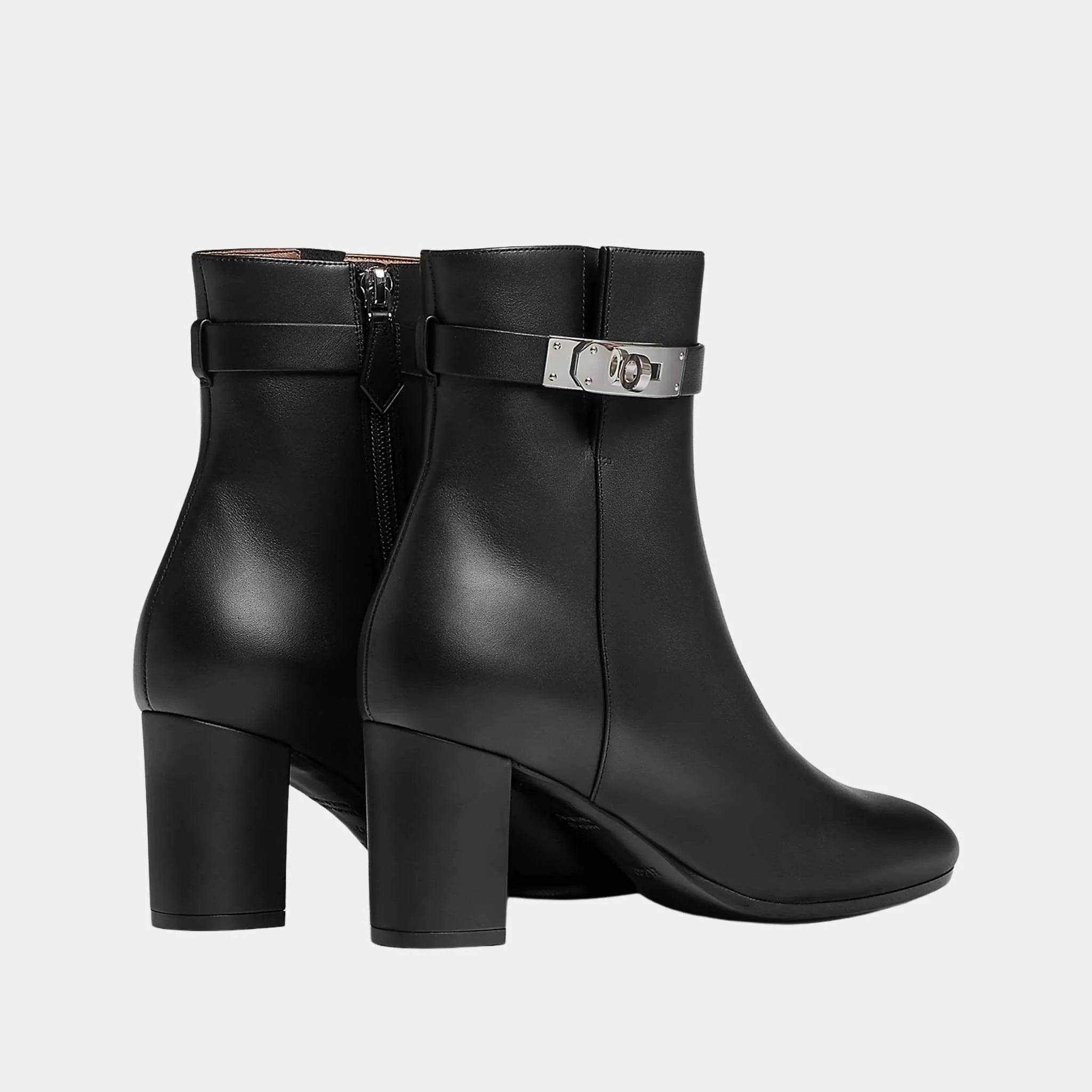 Hermes Saint Germain Ankle Boot in Calfskin, Noir, Back