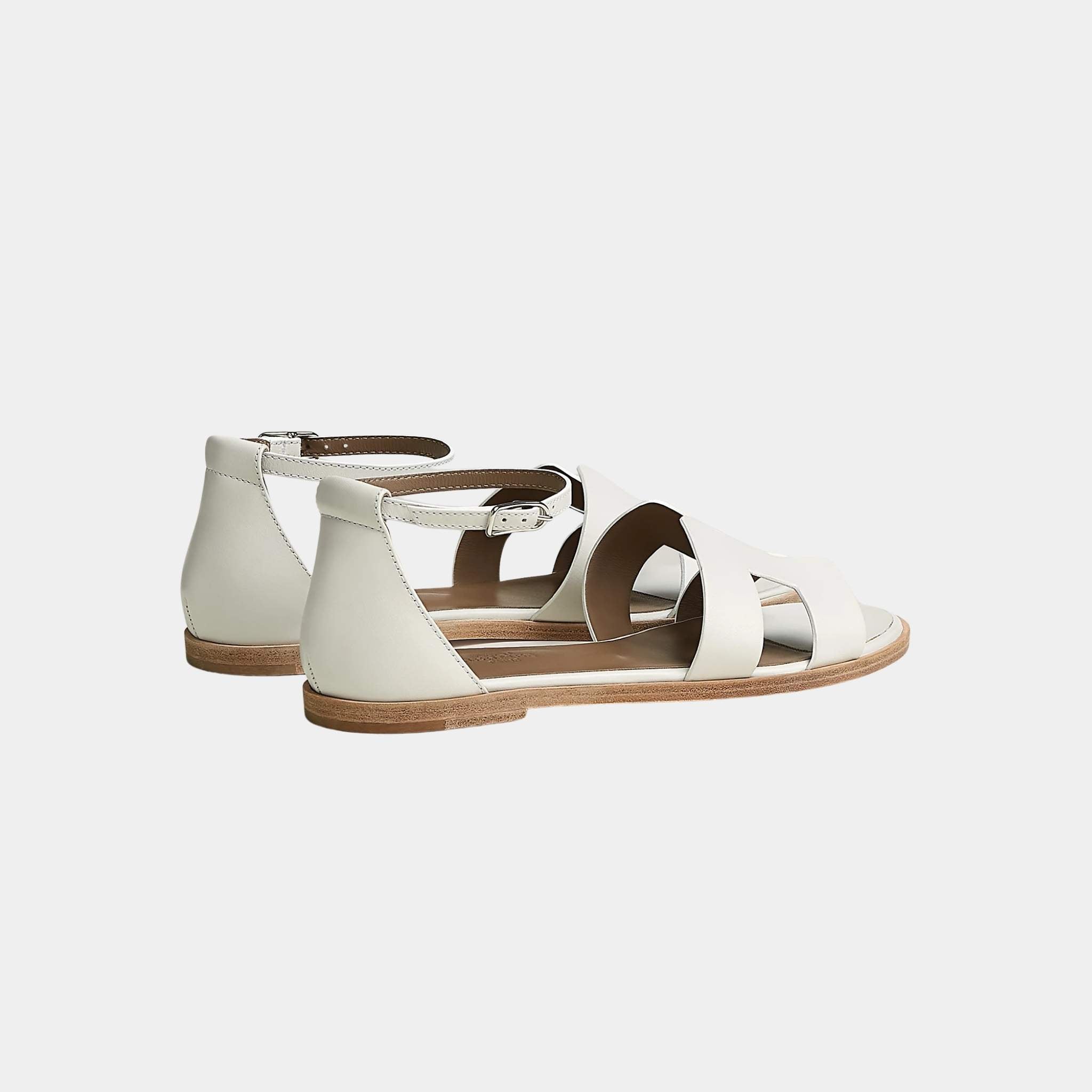 Hermes Santorini Sandal Calfskin, White, Back