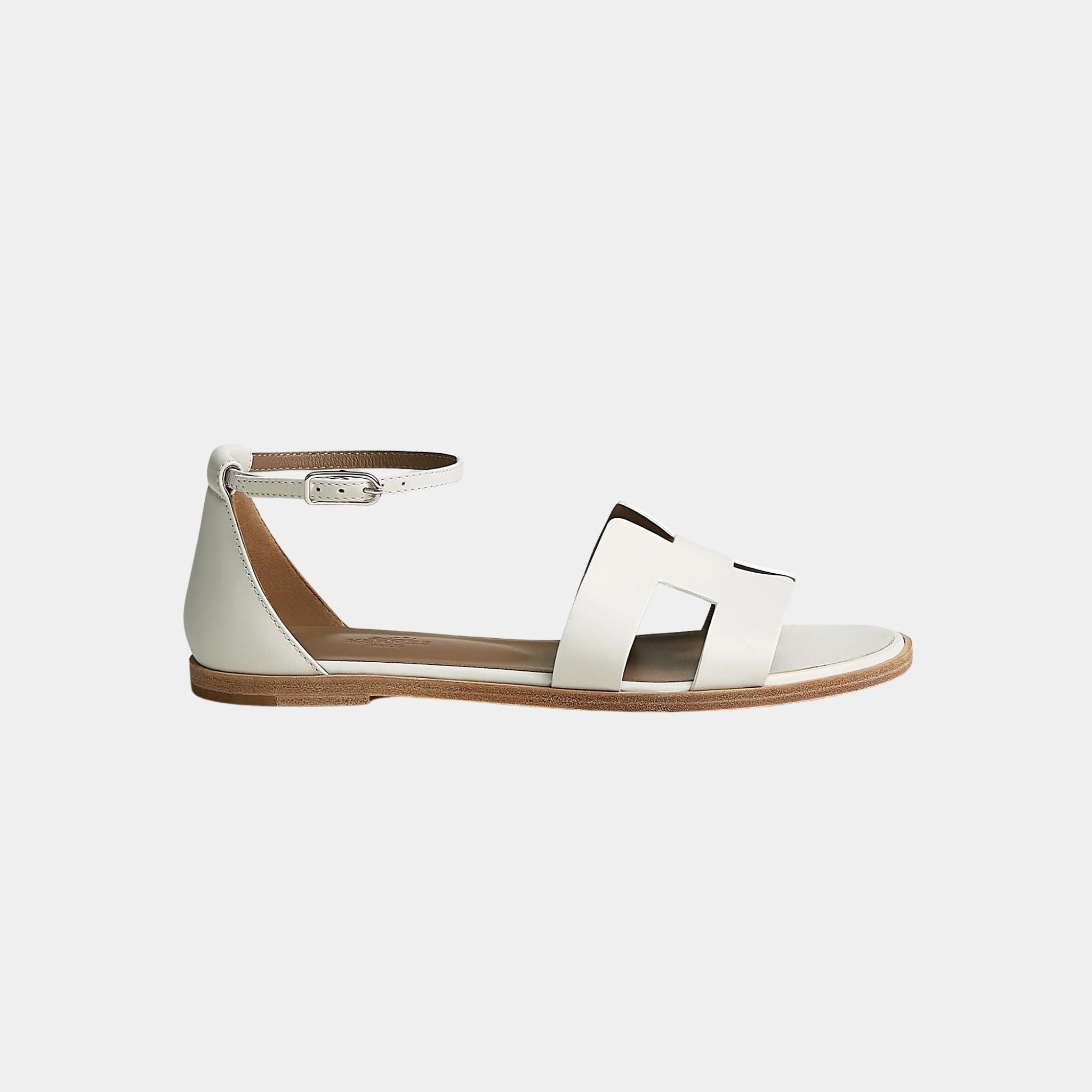 Hermes Santorini Sandal Calfskin, White, Side