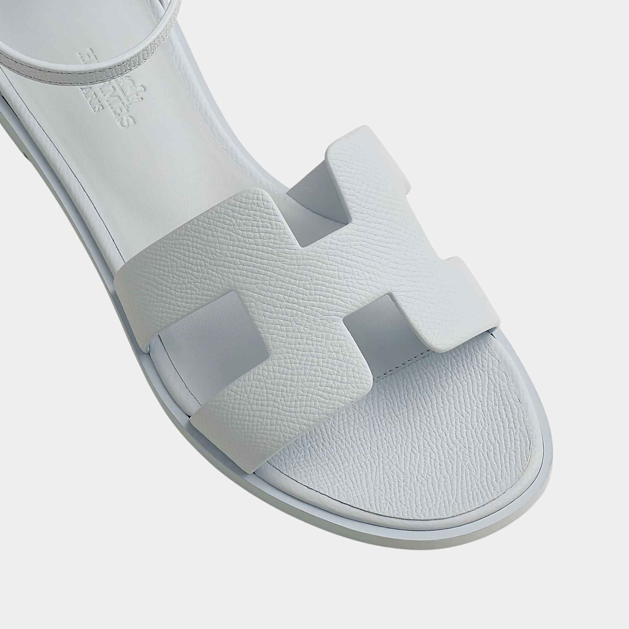 Hermes Santorini Sandals Epsom Calfskin, Bleu Glacier, Top