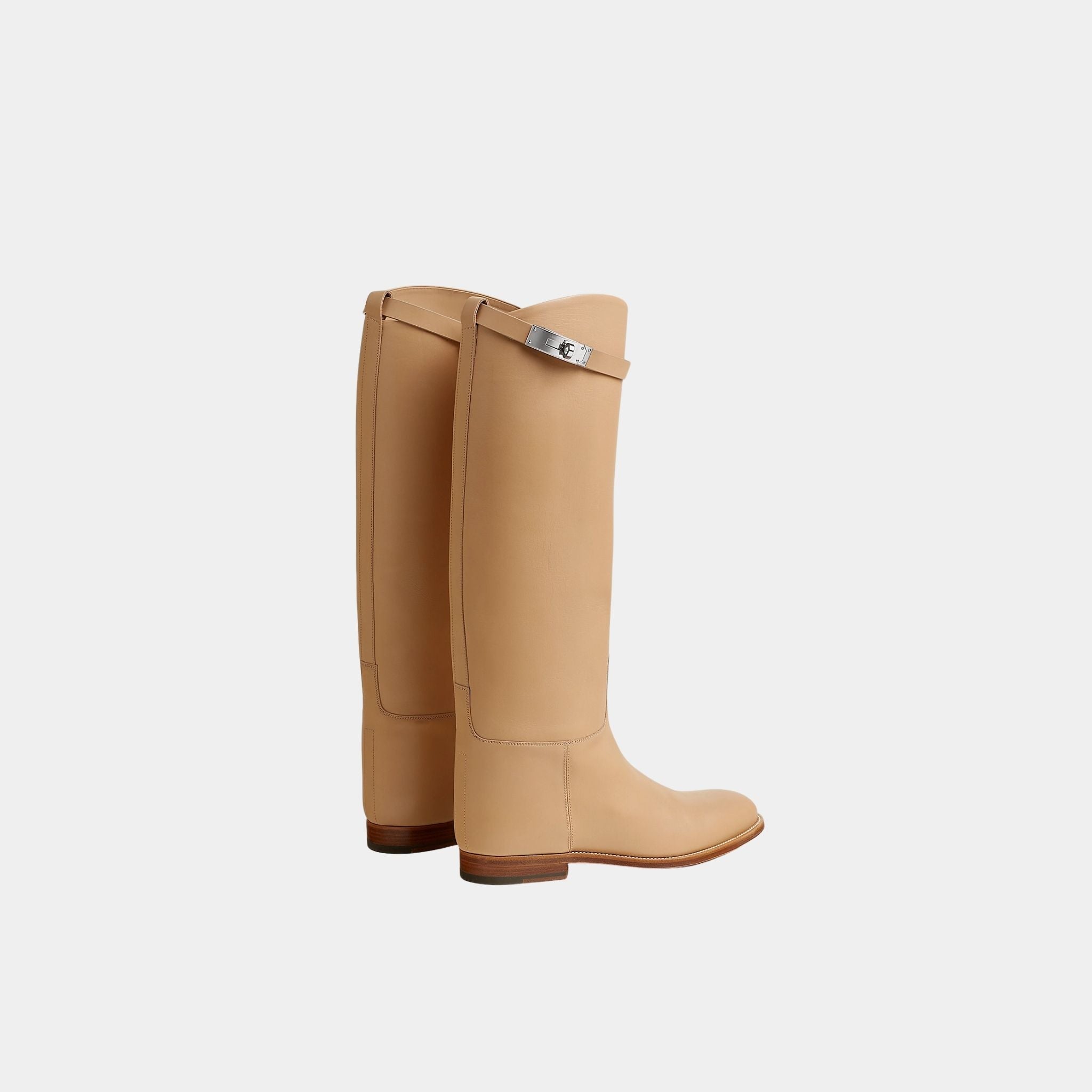 Hermes Short Jumping Boots, Natural Beige, Back