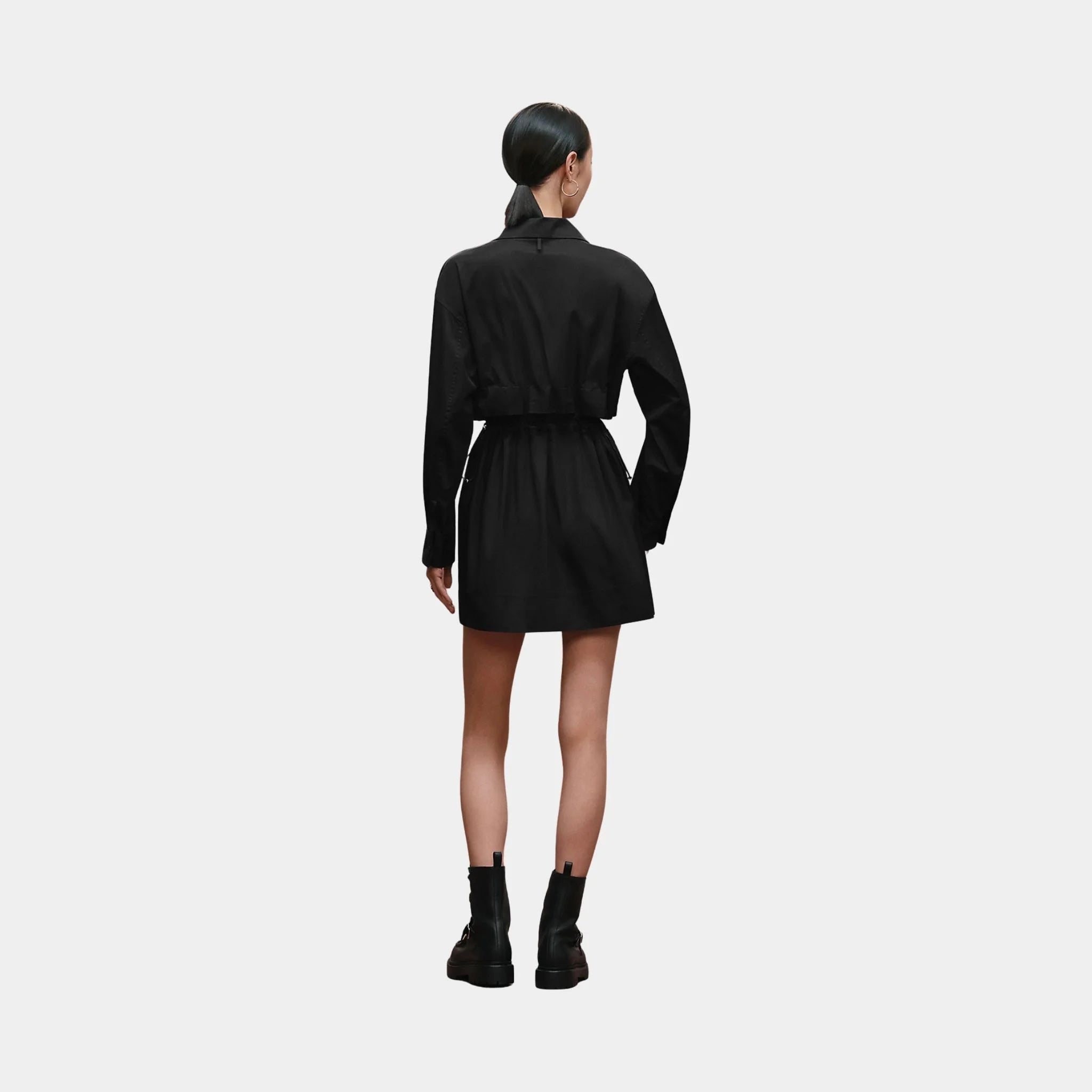 Hermes Short Polo Dress in Cotton Twill, Noir, Back