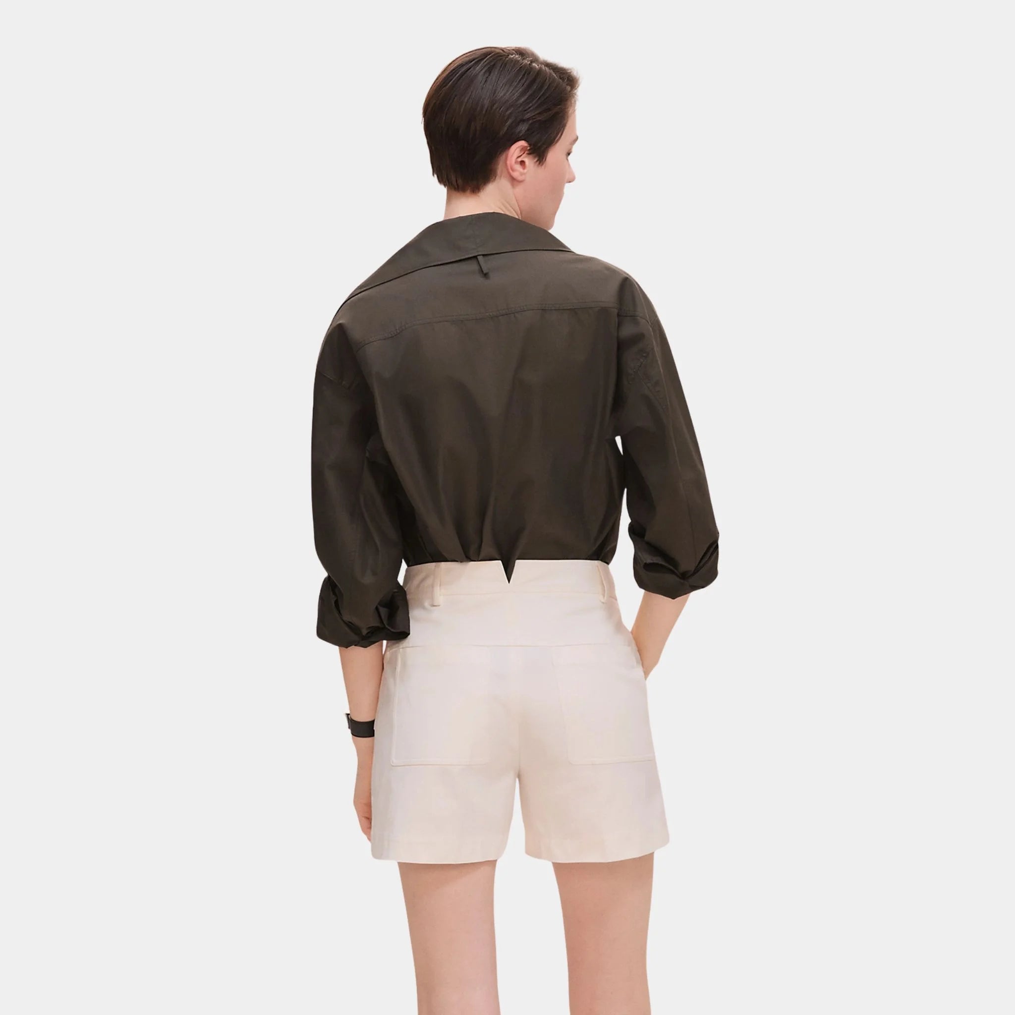 Hermes Shorts in Double Stretch Cotton Twill, Noir, Back