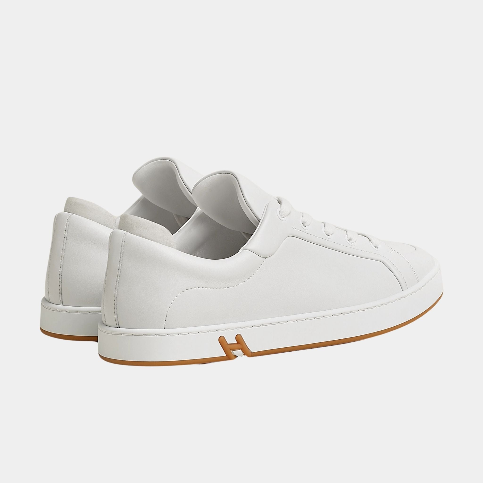 Hermes Sneakers Kid Calfskin and Suede Goatskin, White Honey, Back