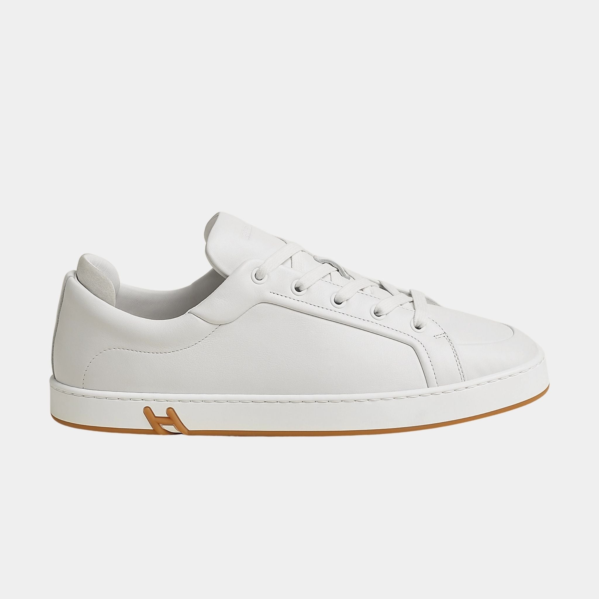 Hermes Sneakers Kid Calfskin and Suede Goatskin, White Honey, Side