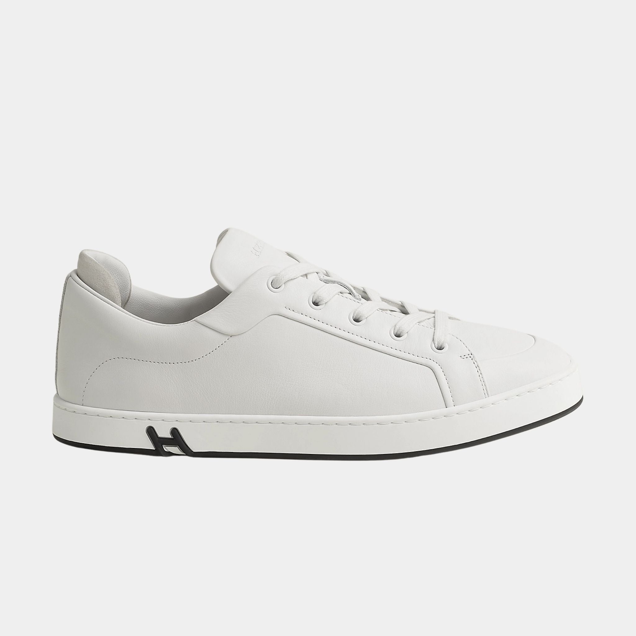 Hermes Sneakers Kid Calfskin and Suede Goatskin, White, Side