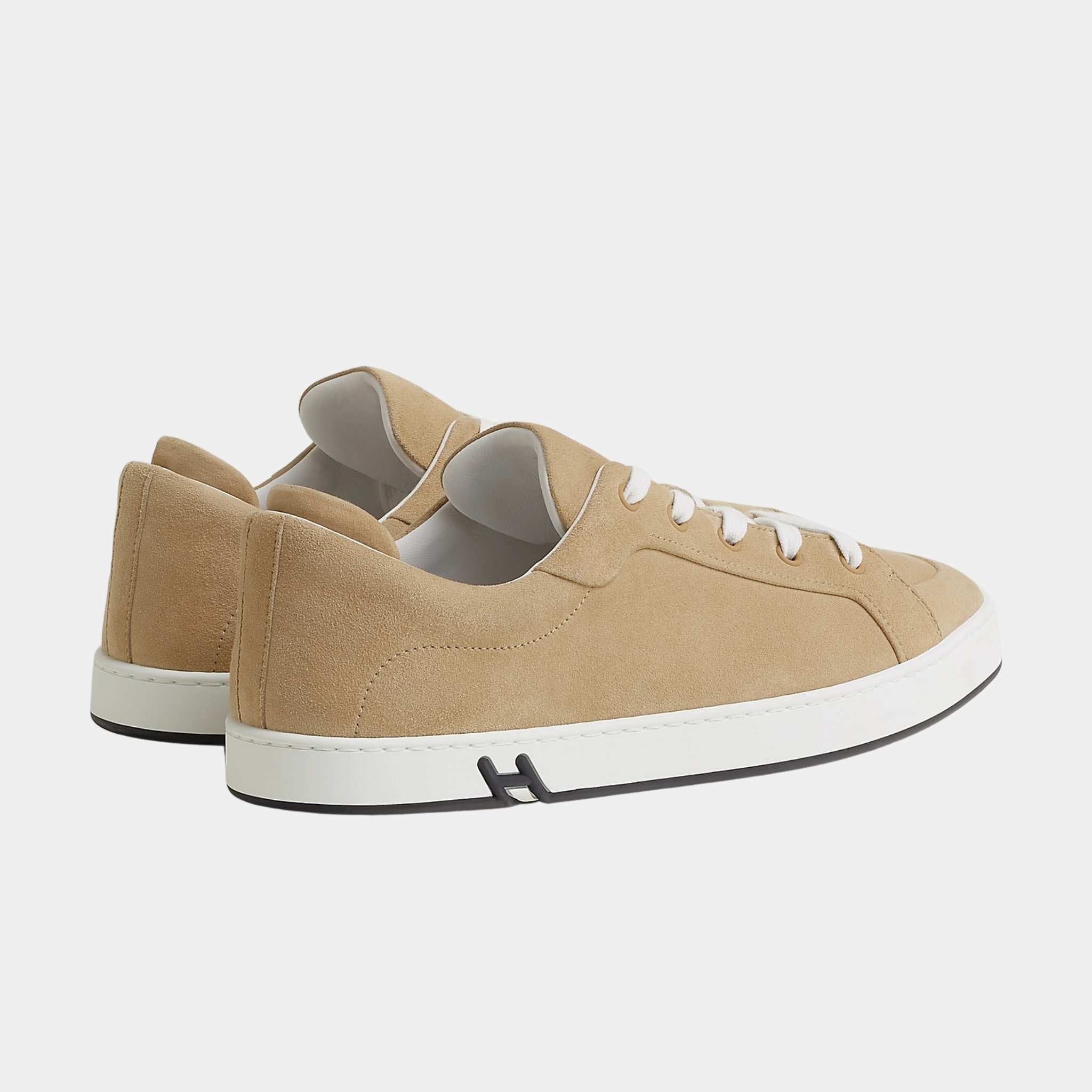 Hermes Sneakers Kid Suede Goatskin, Beige Lin, Back