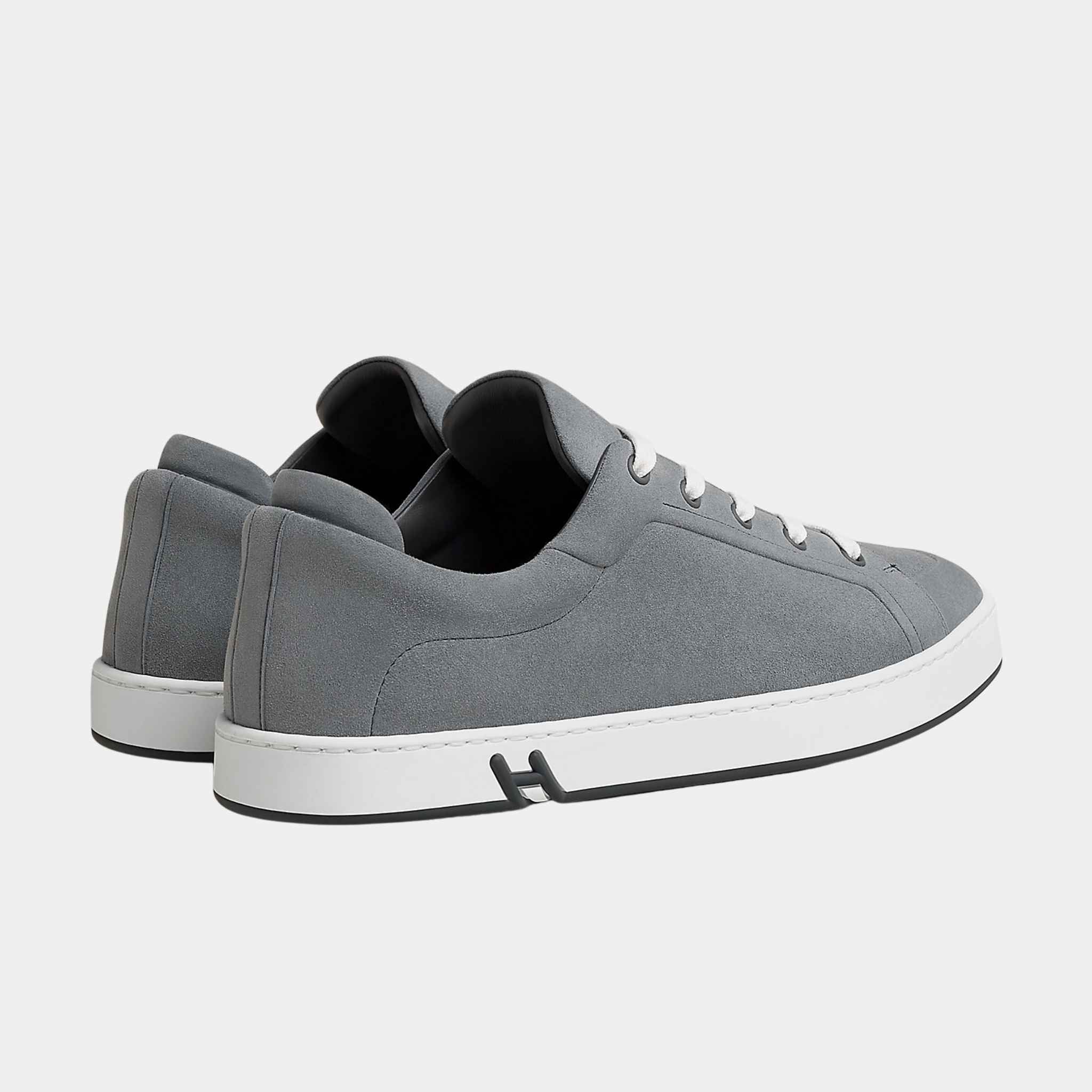 Hermes Sneakers Kid Suede Goatskin, Gris Orage, Back