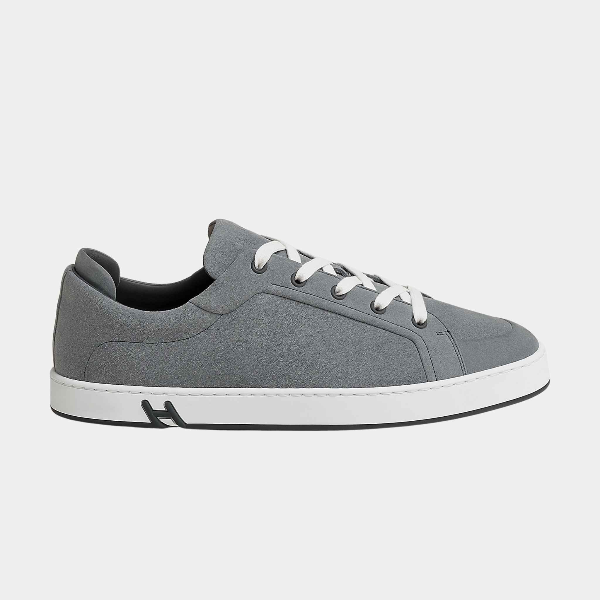 Hermes Sneakers Kid Suede Goatskin, Gris Orage, Side