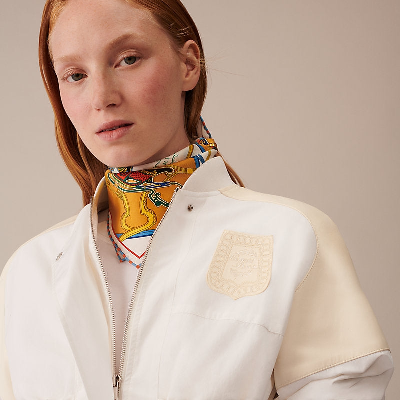 Hermes Springs Remix Scarf 45, Beige, Model