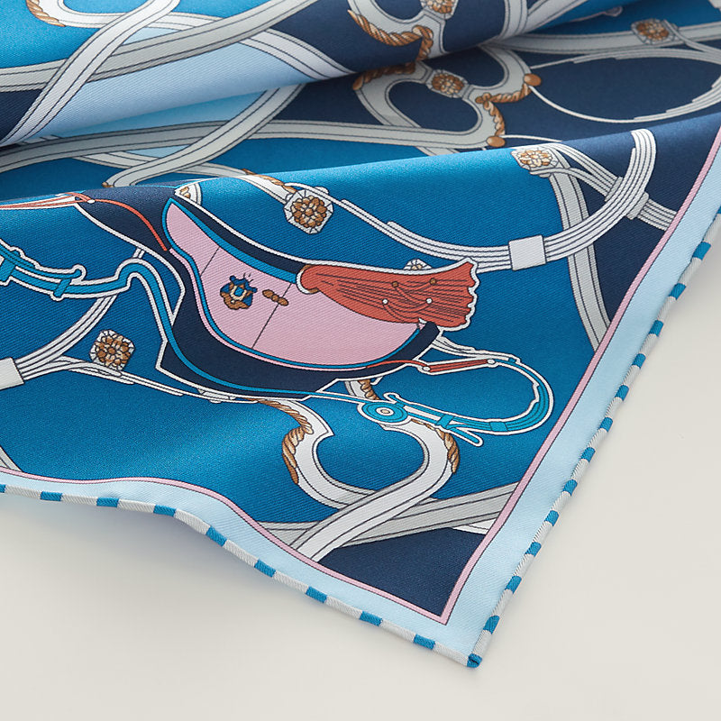 Hermes Springs Remix Scarf 45, Blue, Close