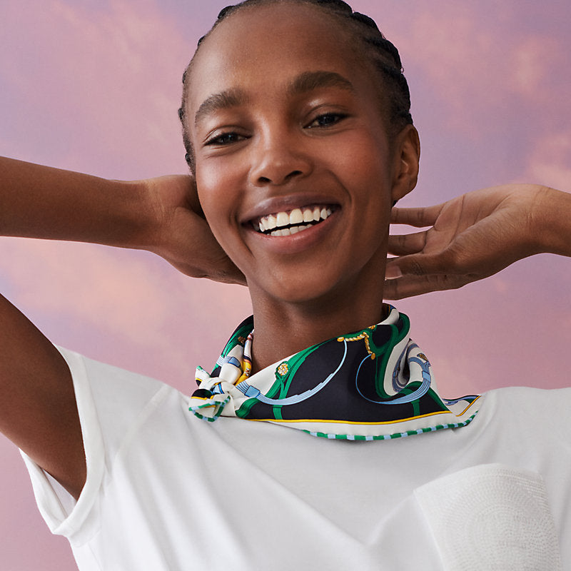 Hermes Springs Remix Scarf 45, Green, Model