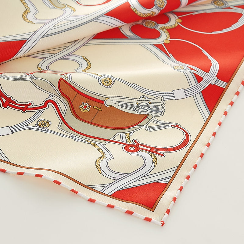Hermes Springs Remix Scarf 45, Red, Close