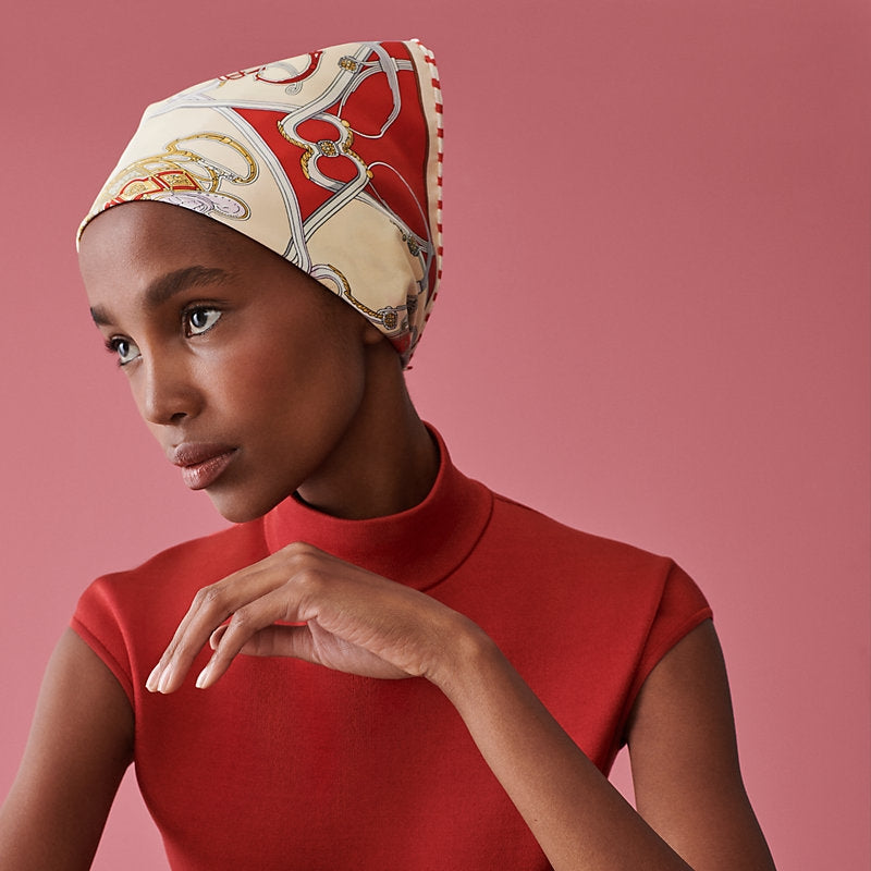 Hermes Springs Remix Scarf 45, Red, Model