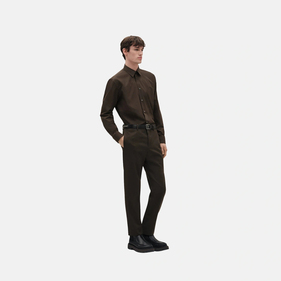 Hermes Straight Body Shirt, Coffee, Front