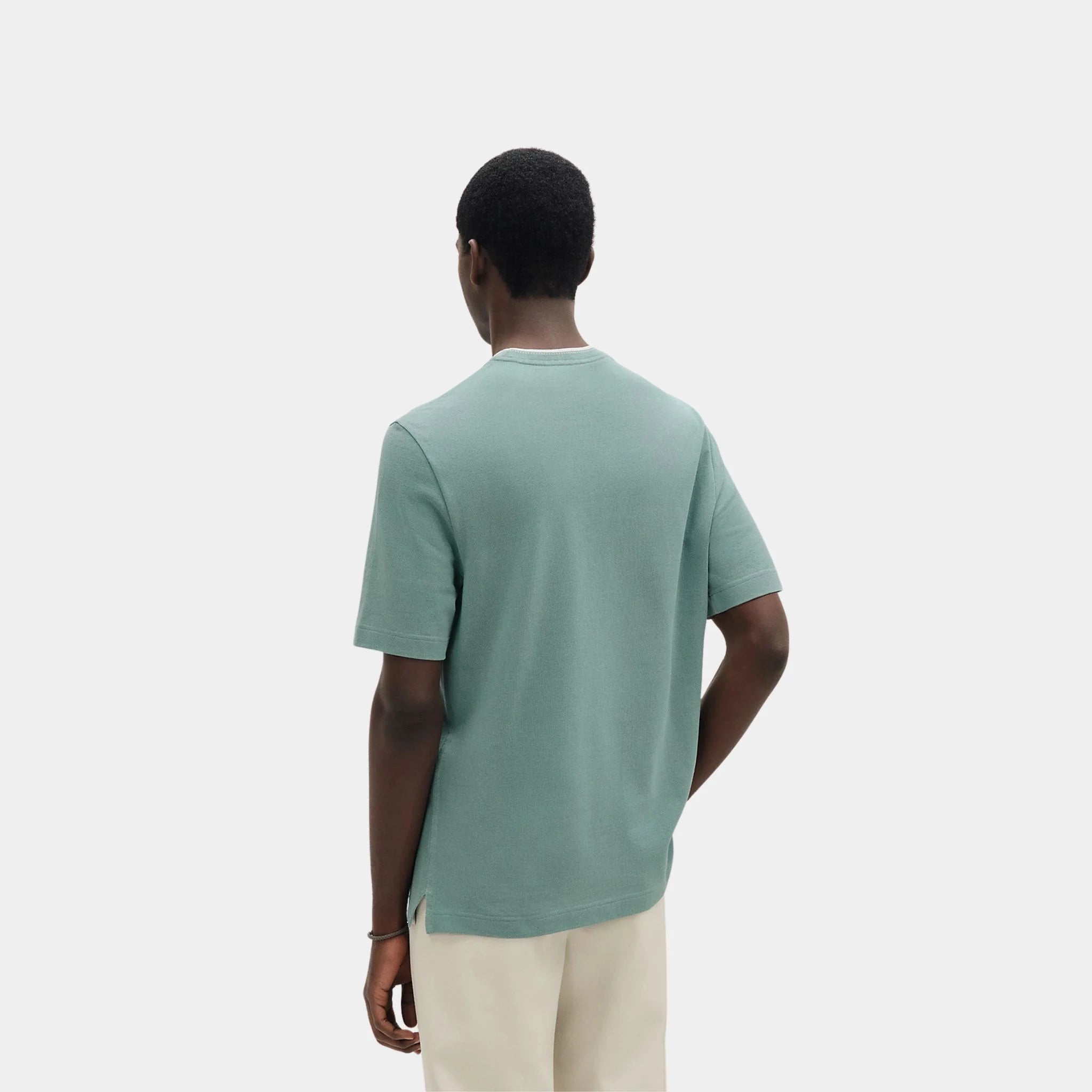 Hermes Piqures Sellier Crewneck T-shirt in Cotton, Celadon, Back