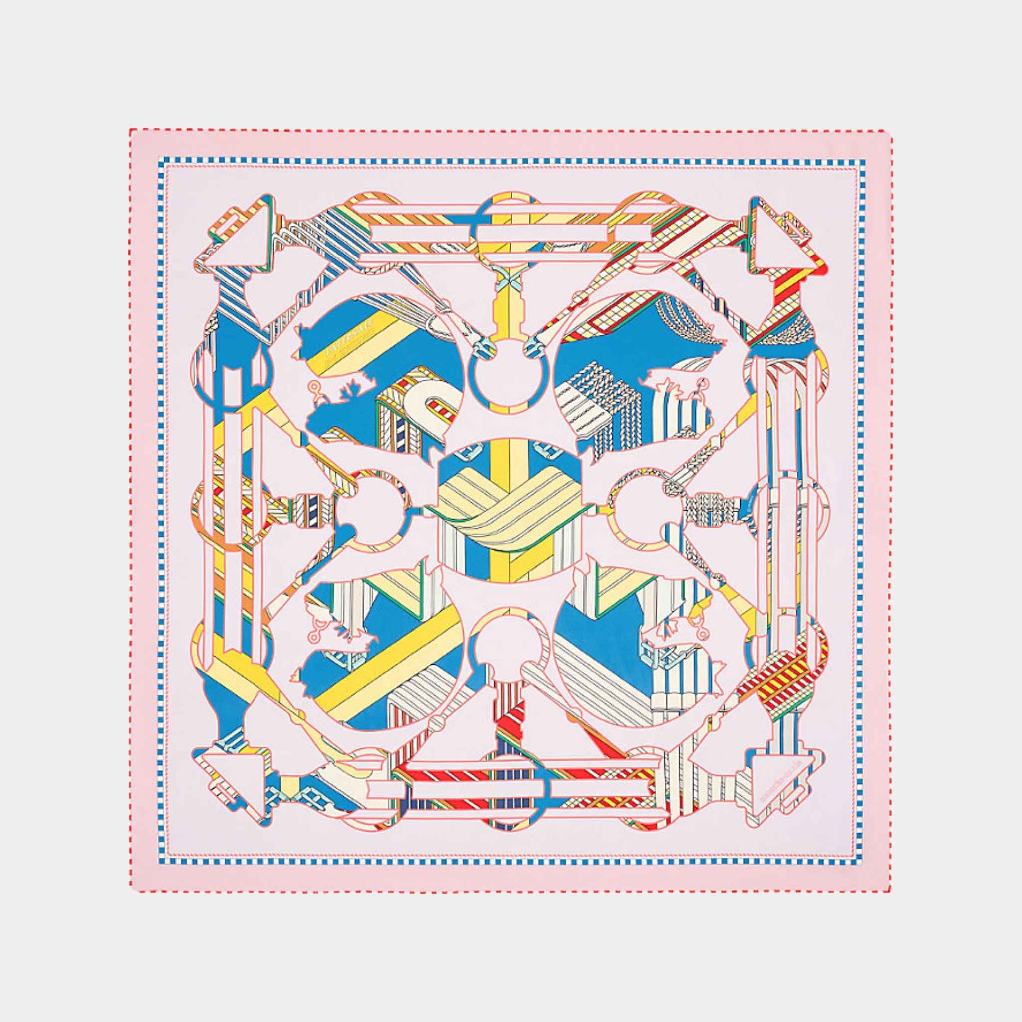 Hermes Tatersale en Zigzag double face scarf 90, Pink, Front