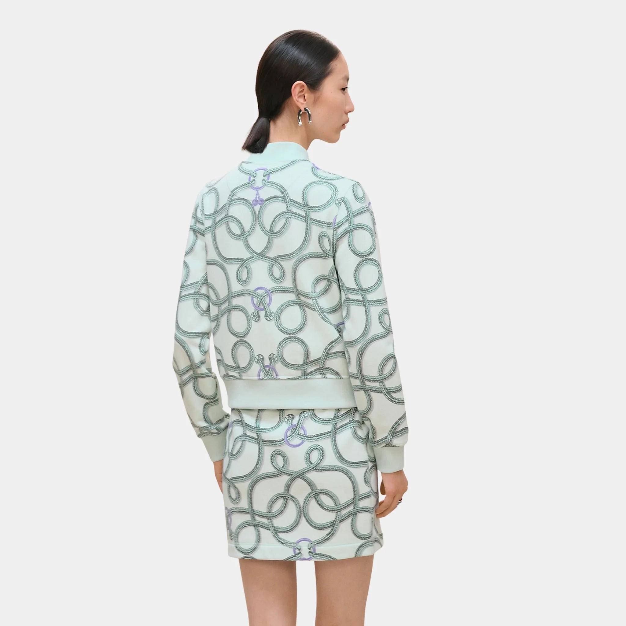 Hermes Teddy Inspired Jacket with Palefroi Remix Print, Vert Embrun, Back
