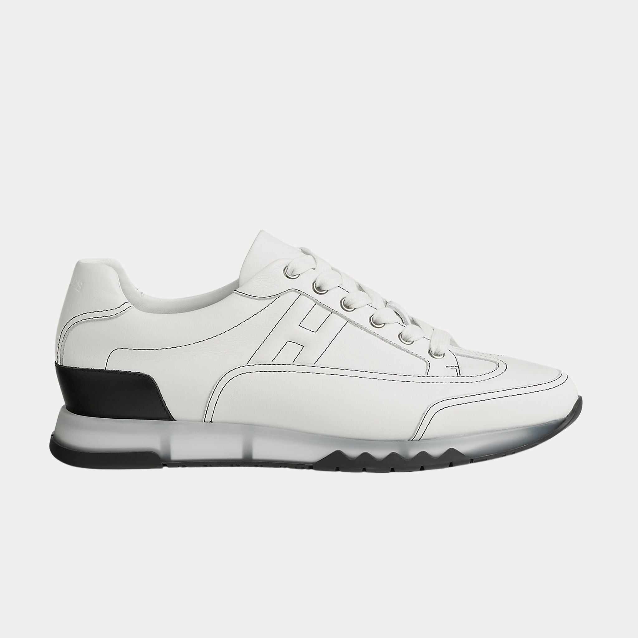 Hermes Trail Sneaker Calfskin, Blanc, Side