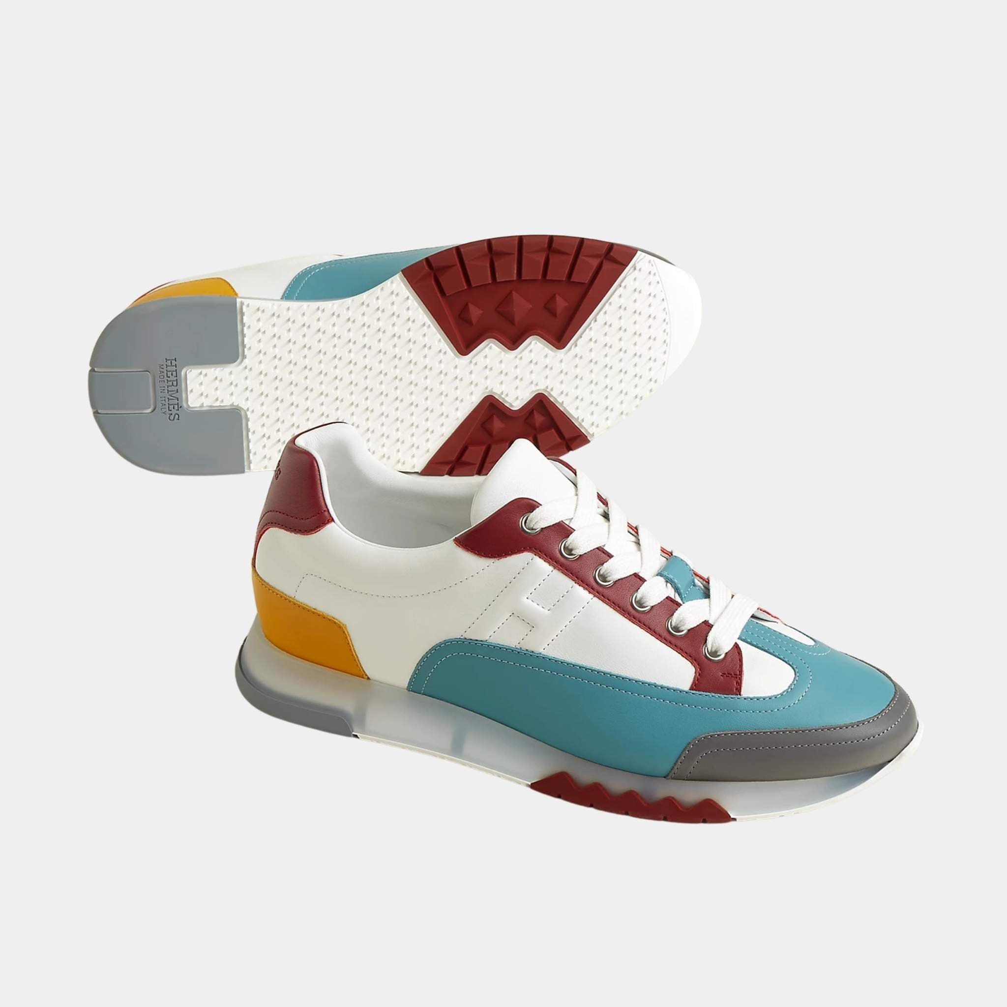 Hermes Trail Sneaker Calfskin, Multicolor Bleu Mineral, Front