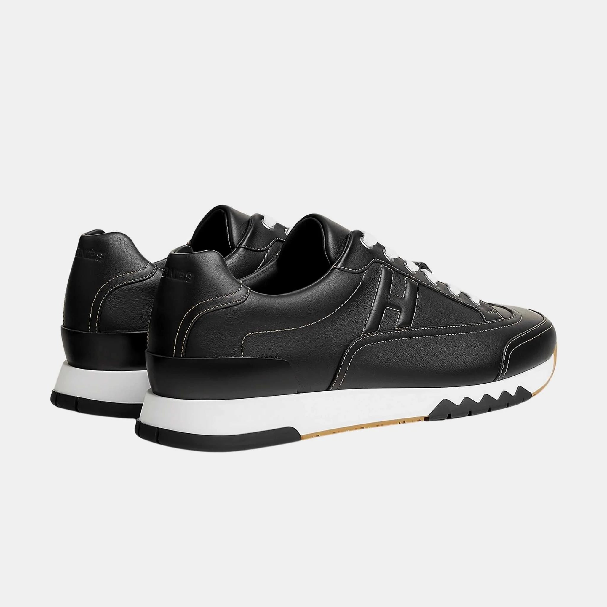 Hermes Trail Sneaker in Calfskin , Noir, Back
