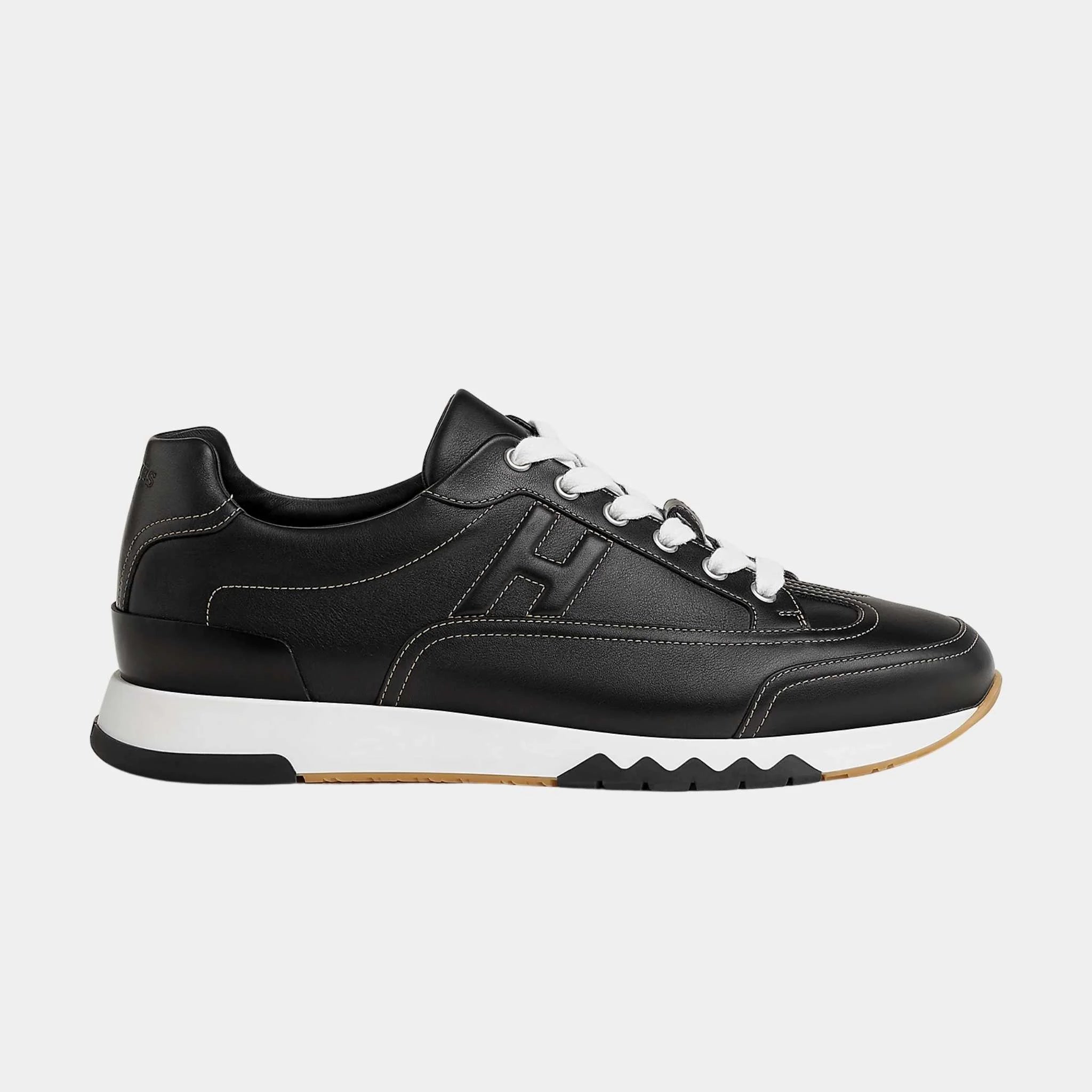 Hermes Trail Sneaker in Calfskin , Black, Side