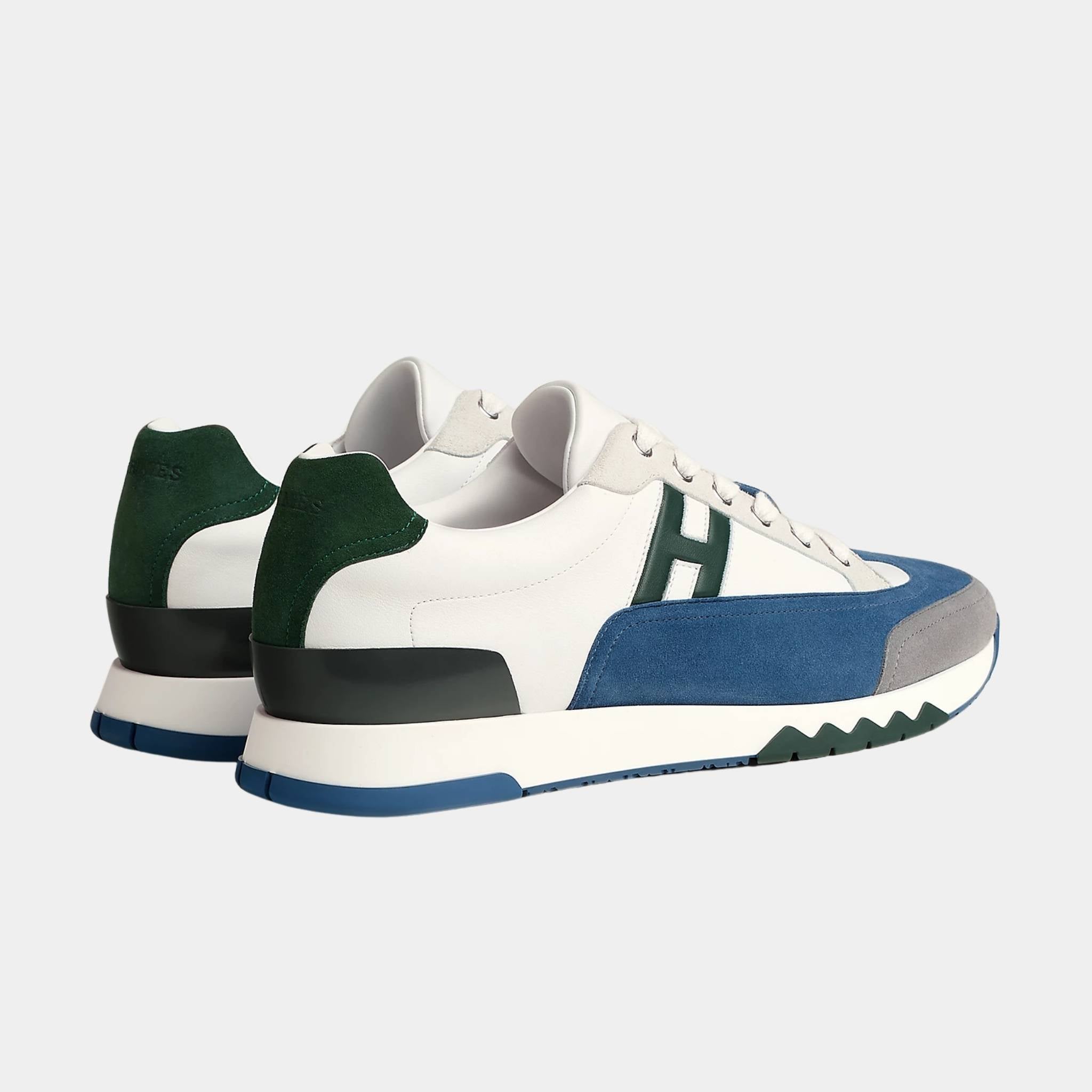 Hermes Trail Sneaker Multicolore Suede and Calfskin, Bleu Turquin, Back