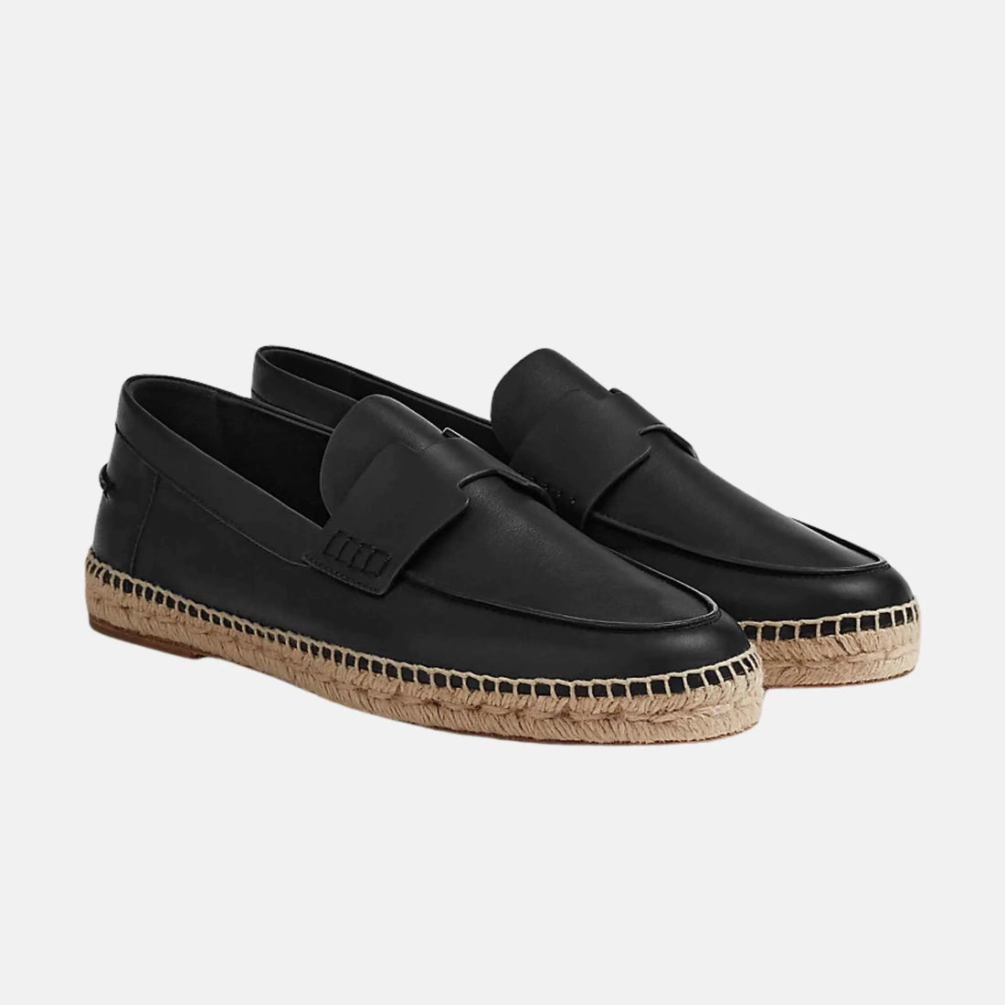 Hermes Trip espadrille Calfskin, Noir, Front
