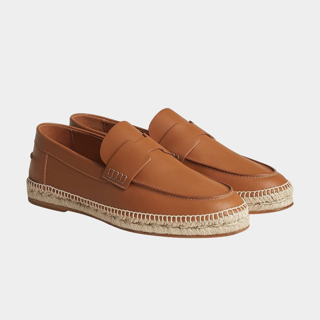 Hermes Trip Espadrille in Calfskin, Naturel, Front