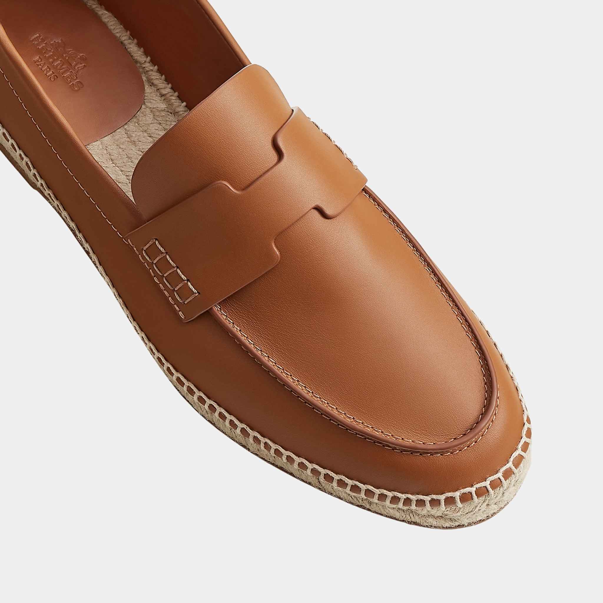 Hermes Trip Espadrille in Calfskin, Naturel, Top